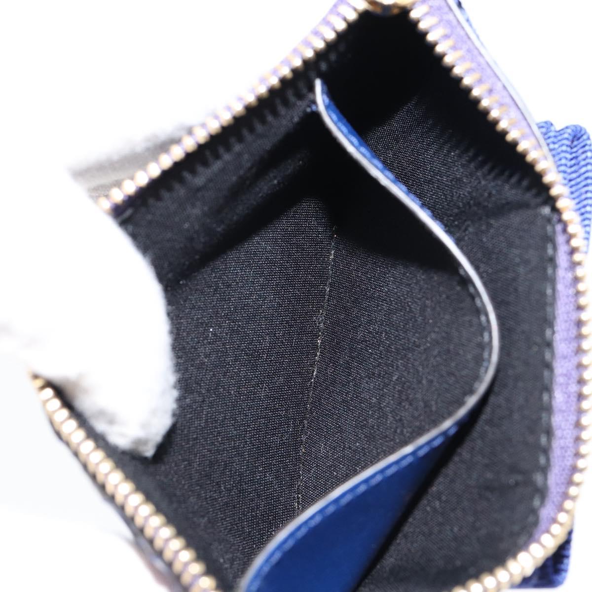 Salvatore Ferragamo Card Case Coin Purse Leather Blue Auth am9516V