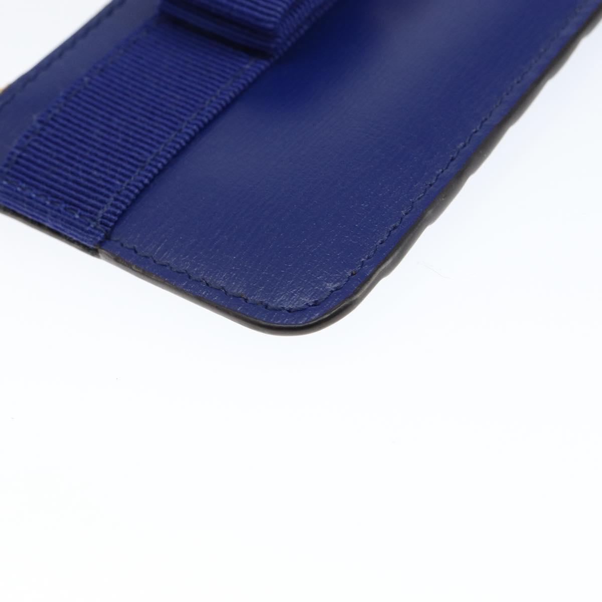 Salvatore Ferragamo Card Case Coin Purse Leather Blue Auth am9516V