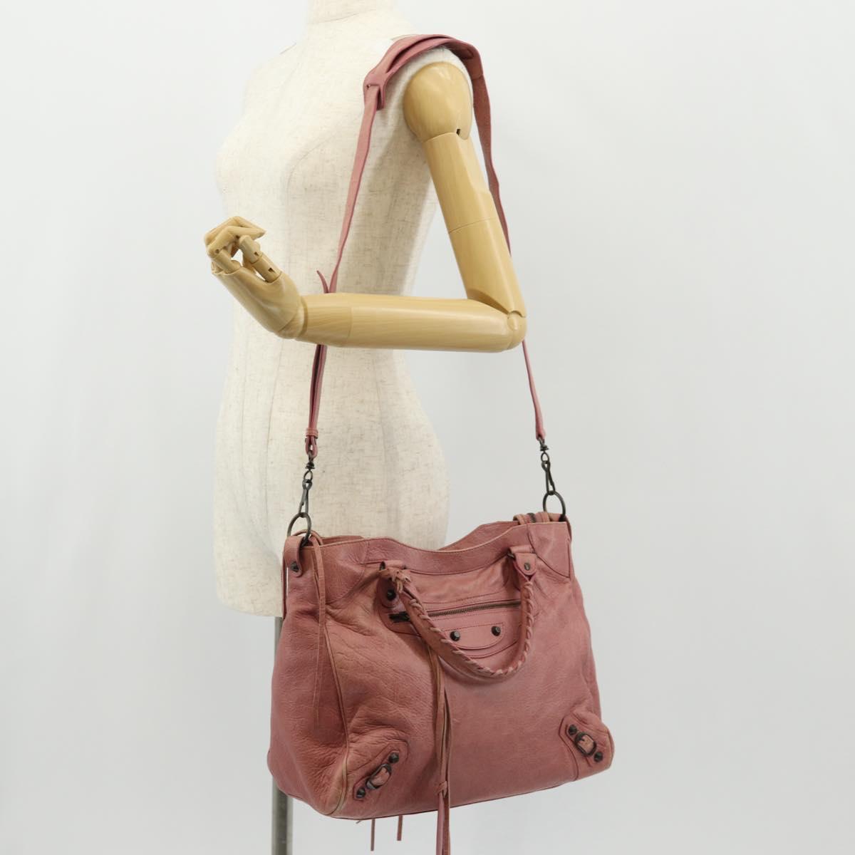 BALENCIAGA Classic Vero Hand Bag Leather 2way Pink 235216 Auth am9519V