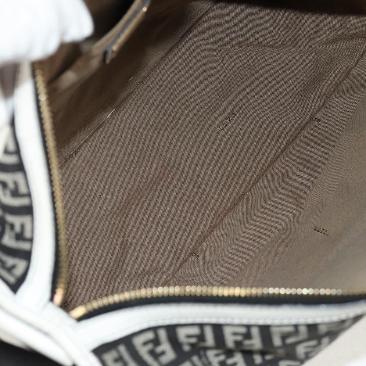 FENDI Zucchino Canvas Shoulder Bag Black Gold Auth am9520V