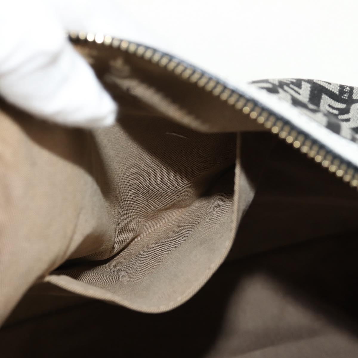 FENDI Zucchino Canvas Shoulder Bag Black Gold Auth am9520V