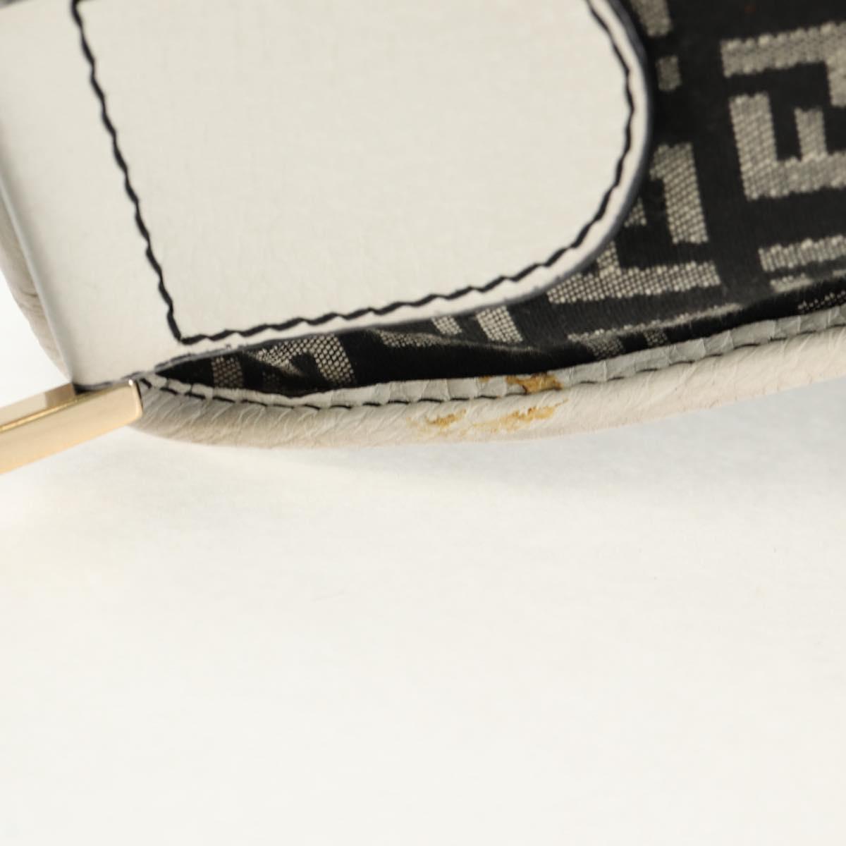 FENDI Zucchino Canvas Shoulder Bag Black Gold Auth am9520V