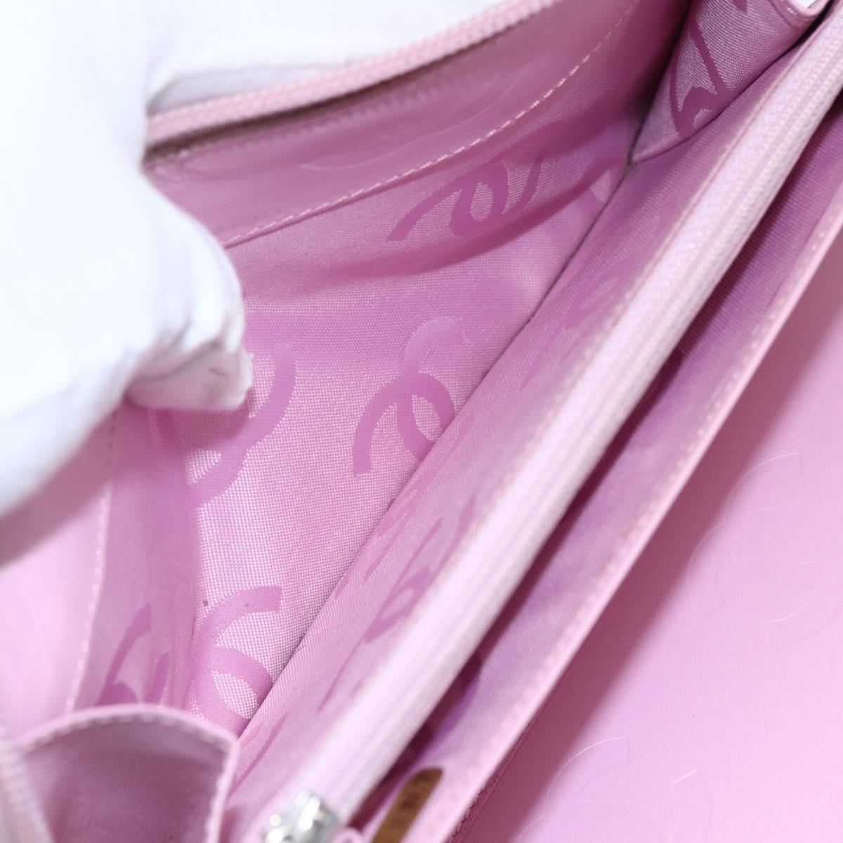 CHANEL Matelasse Cambon Line Long Wallet Leather Pink Silver CC Auth am9532