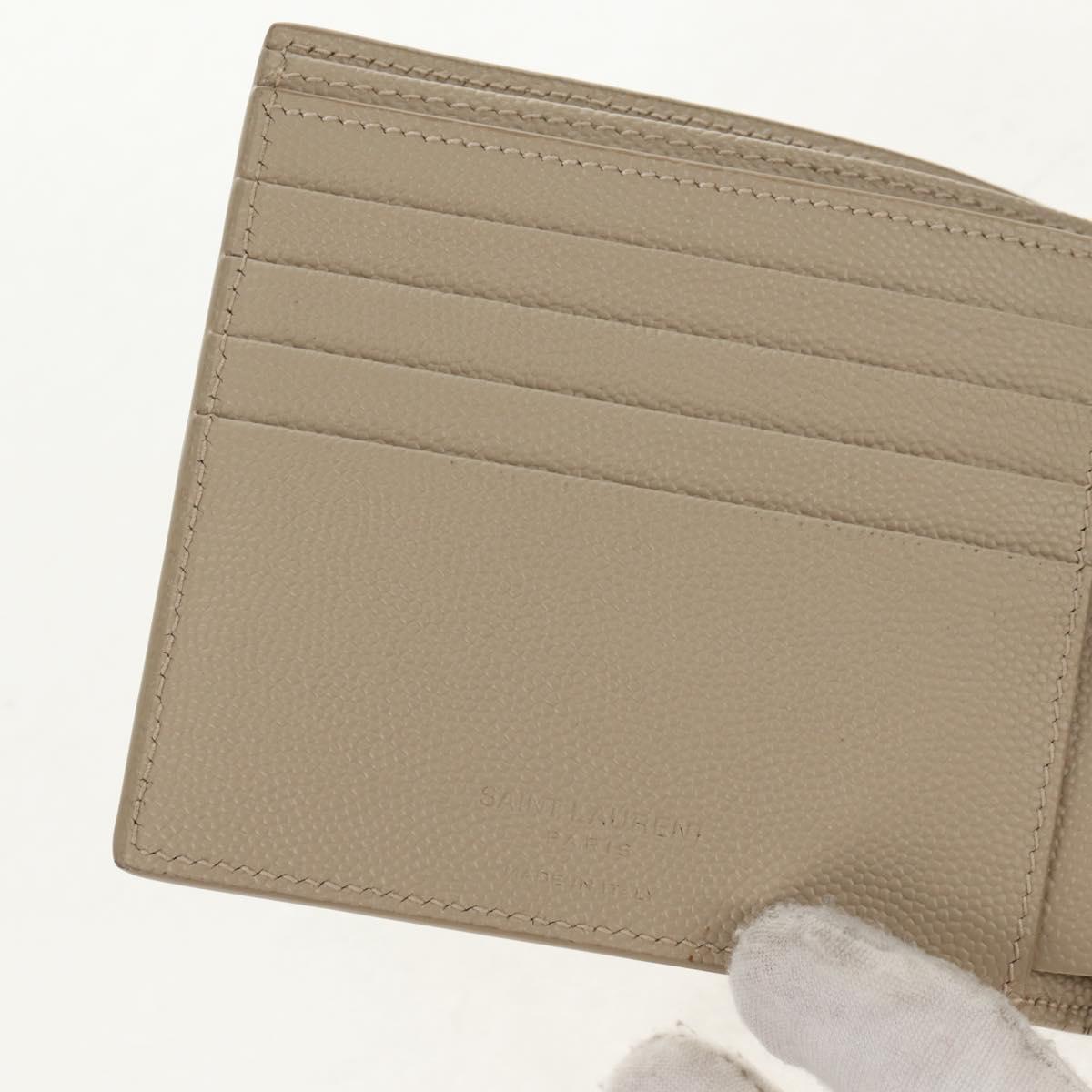 SAINT LAURENT Wallet Leather Beige Auth am9533M