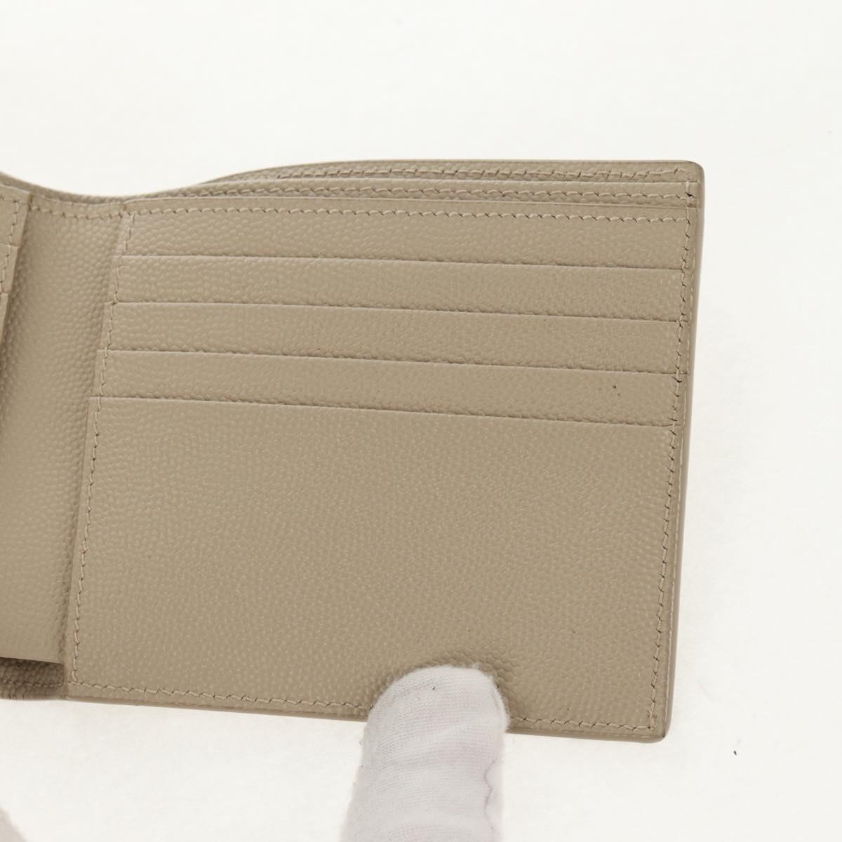 SAINT LAURENT Wallet Leather Beige Auth am9533M
