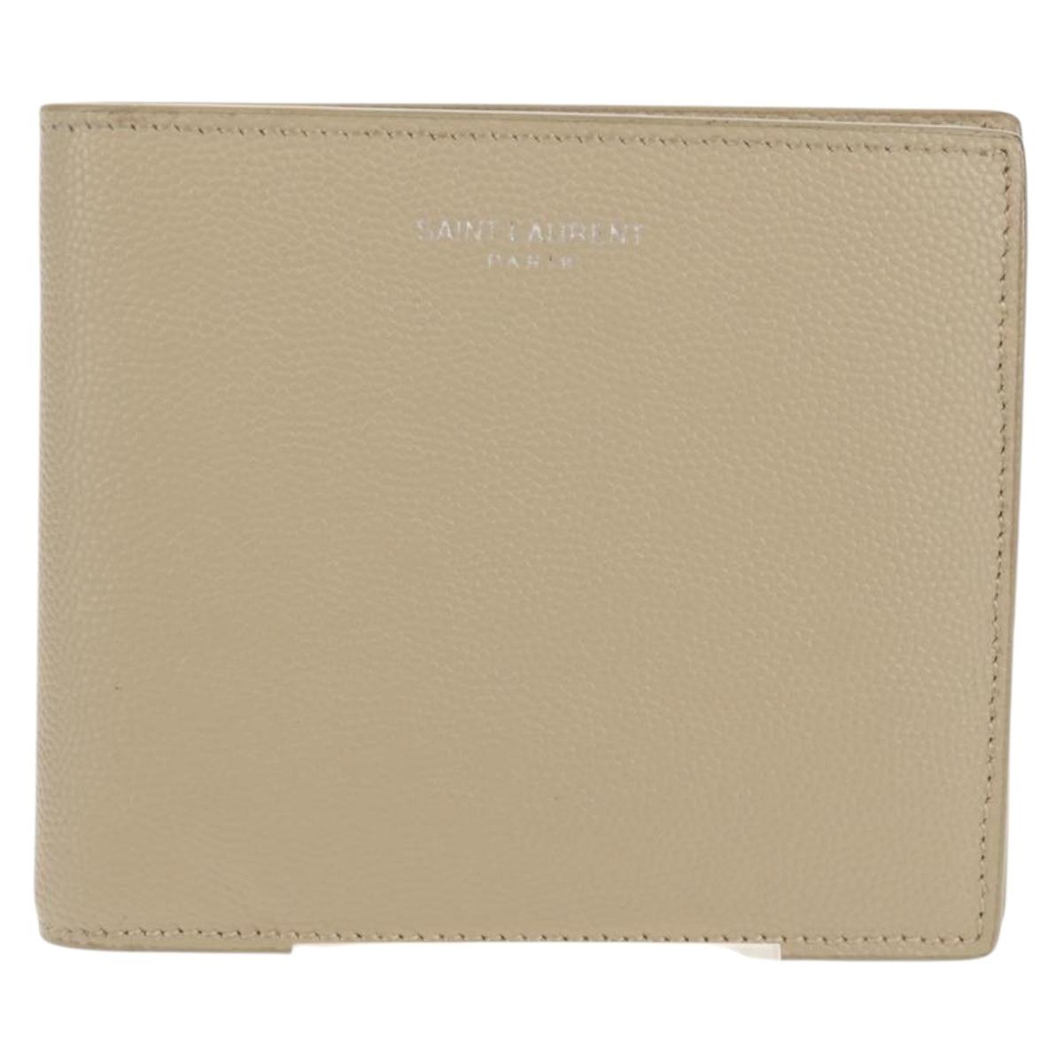 SAINT LAURENT Wallet Leather Beige Auth am9533M