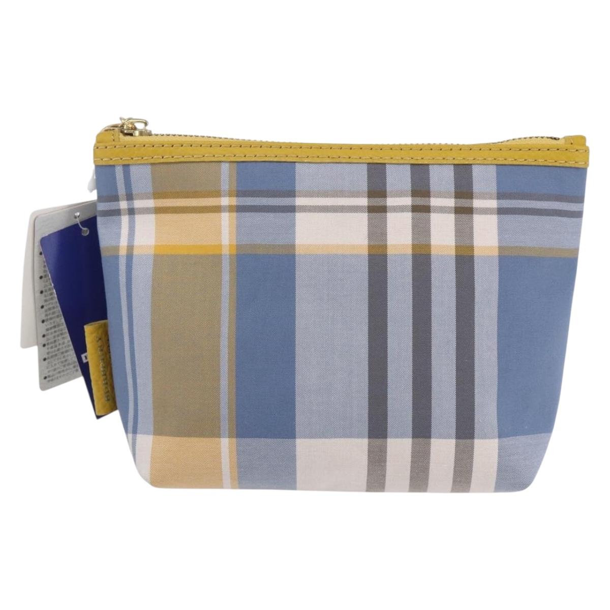 BURBERRY Nova Check Pouch Canvas Light Blue Auth am9536V