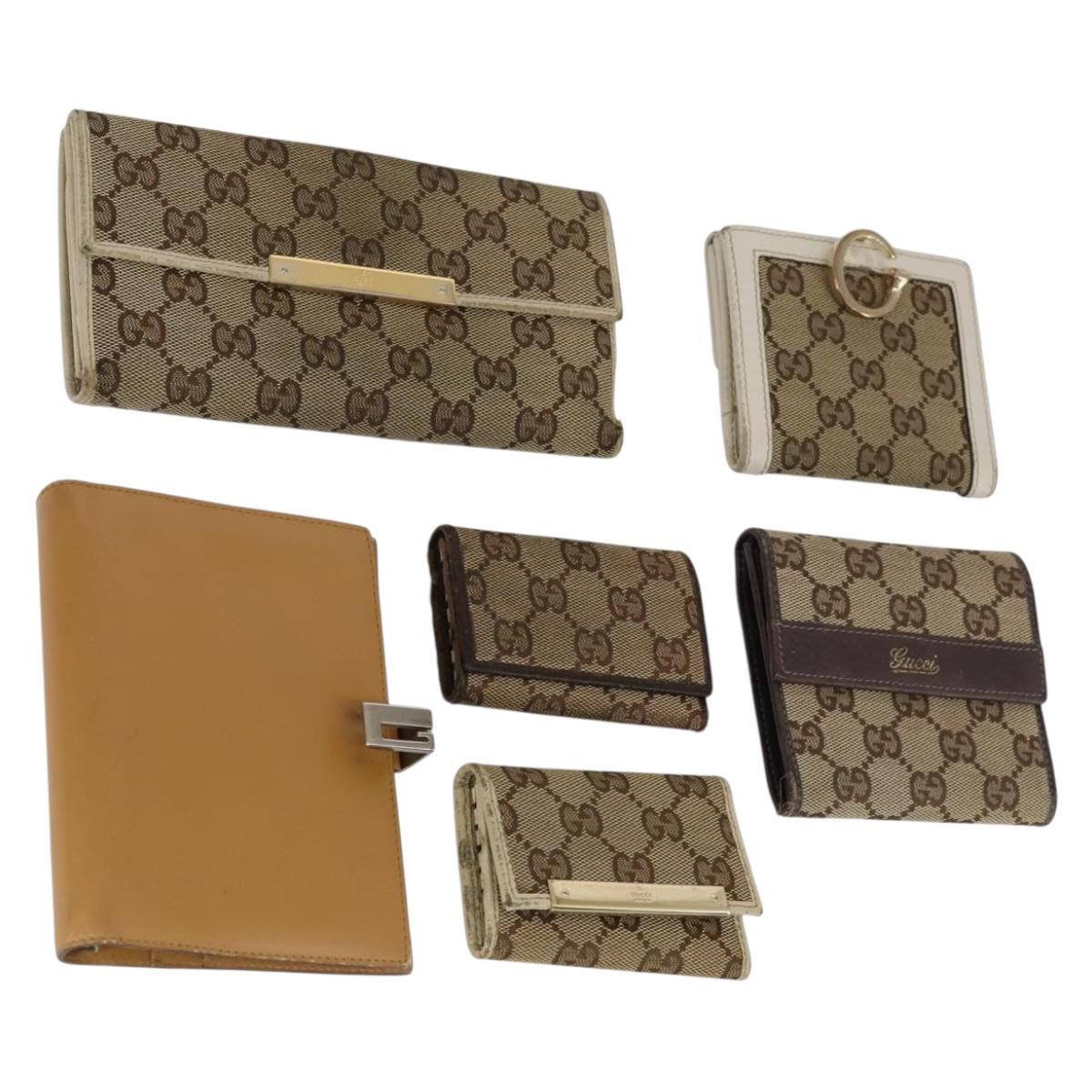 GUCCI GG Canvas Wallet 6 Set Beige Auth am9543