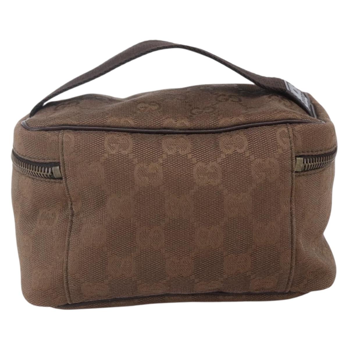 GUCCI GG Canvas Vanity Pouch Brown 106646 Auth am9547V