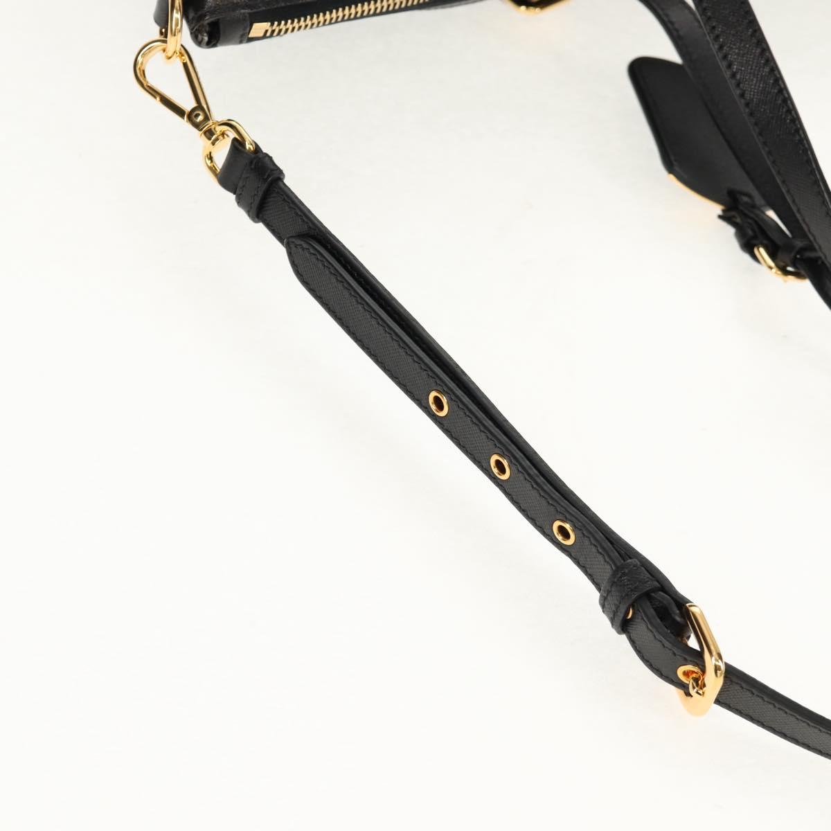 PRADA Tote Bag Nylon 2way Black Gold Auth am9548V