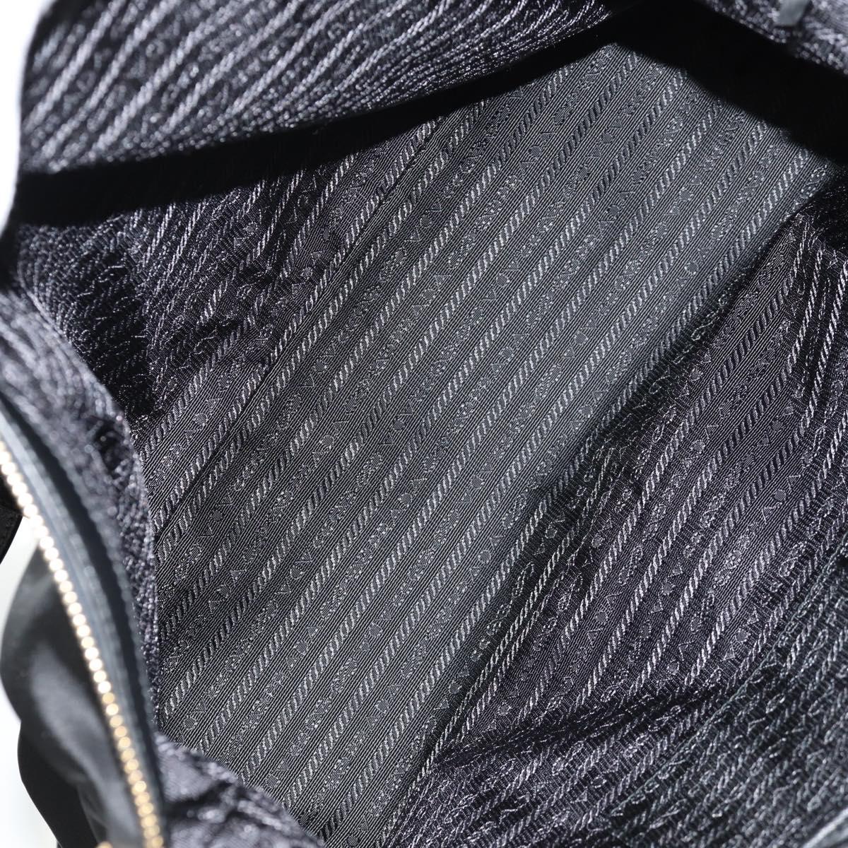 PRADA Tote Bag Nylon 2way Black Gold Auth am9548V