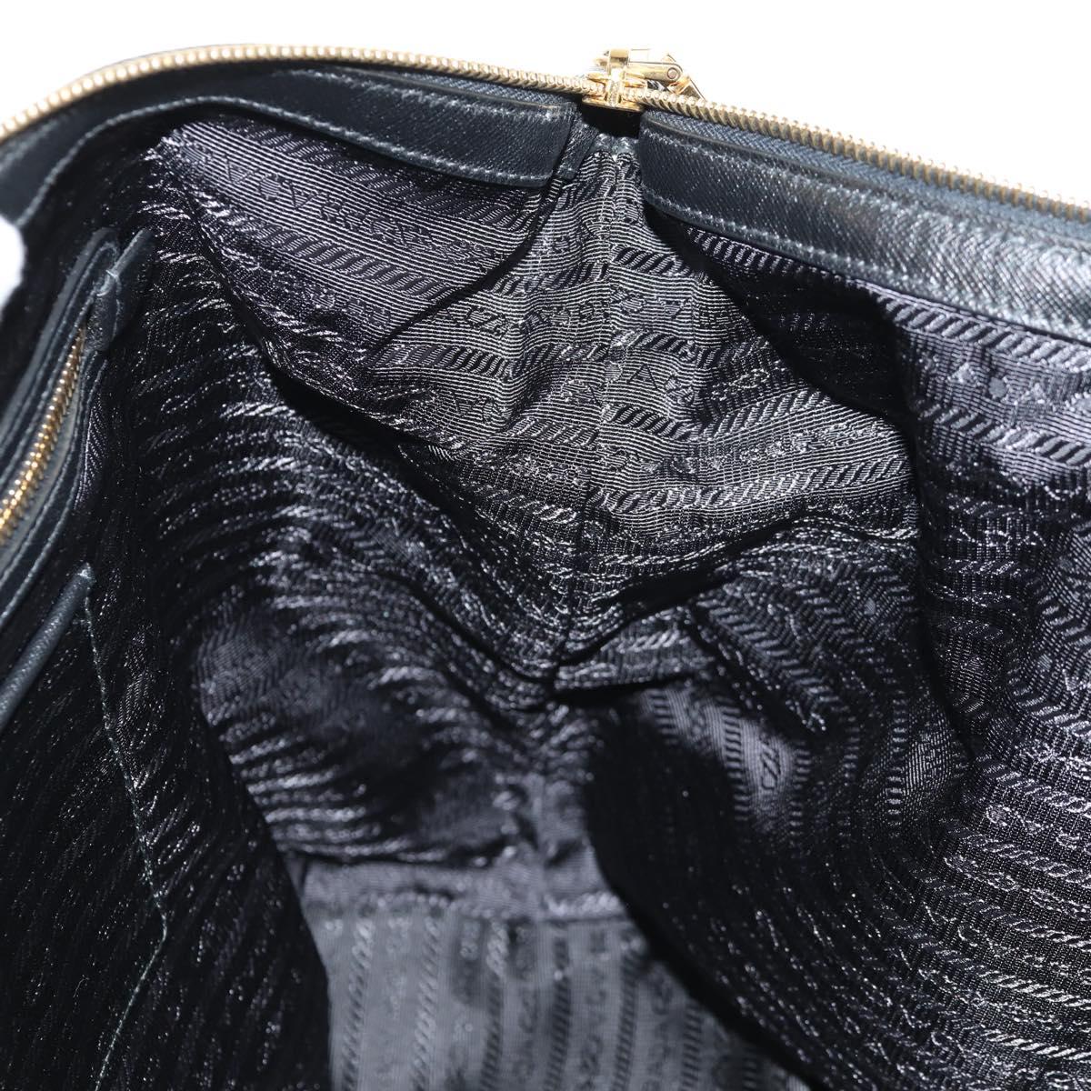 PRADA Tote Bag Nylon 2way Black Gold Auth am9548V