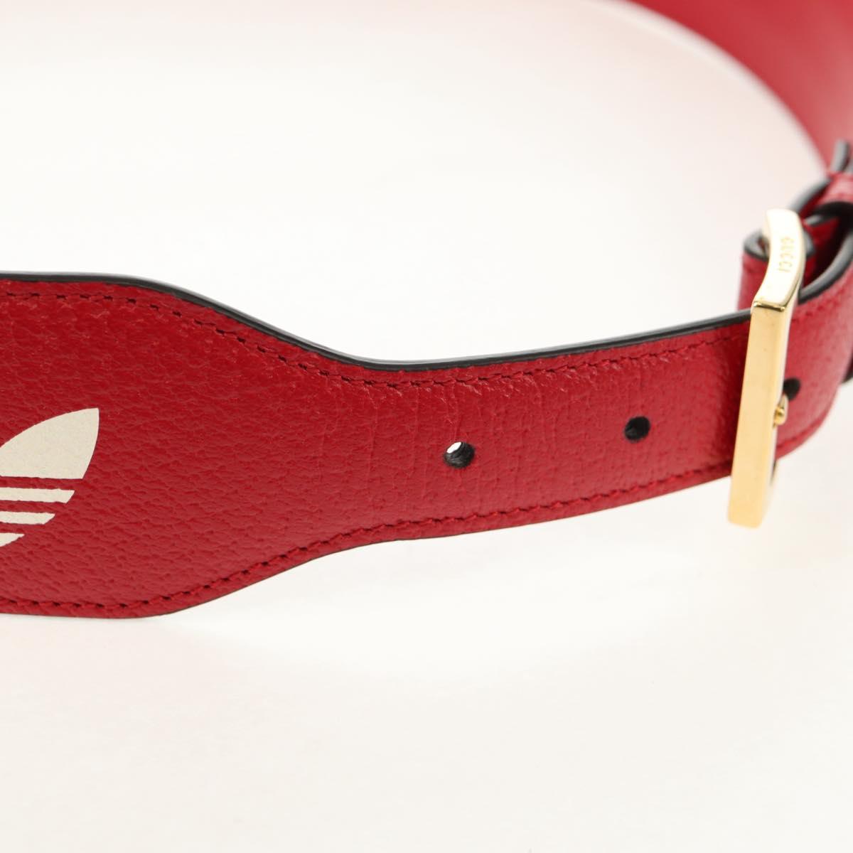 GUCCI Horsebit GUCCI × ADIDAS Belt Leather 40.6"" Red 625854 Auth am9549M