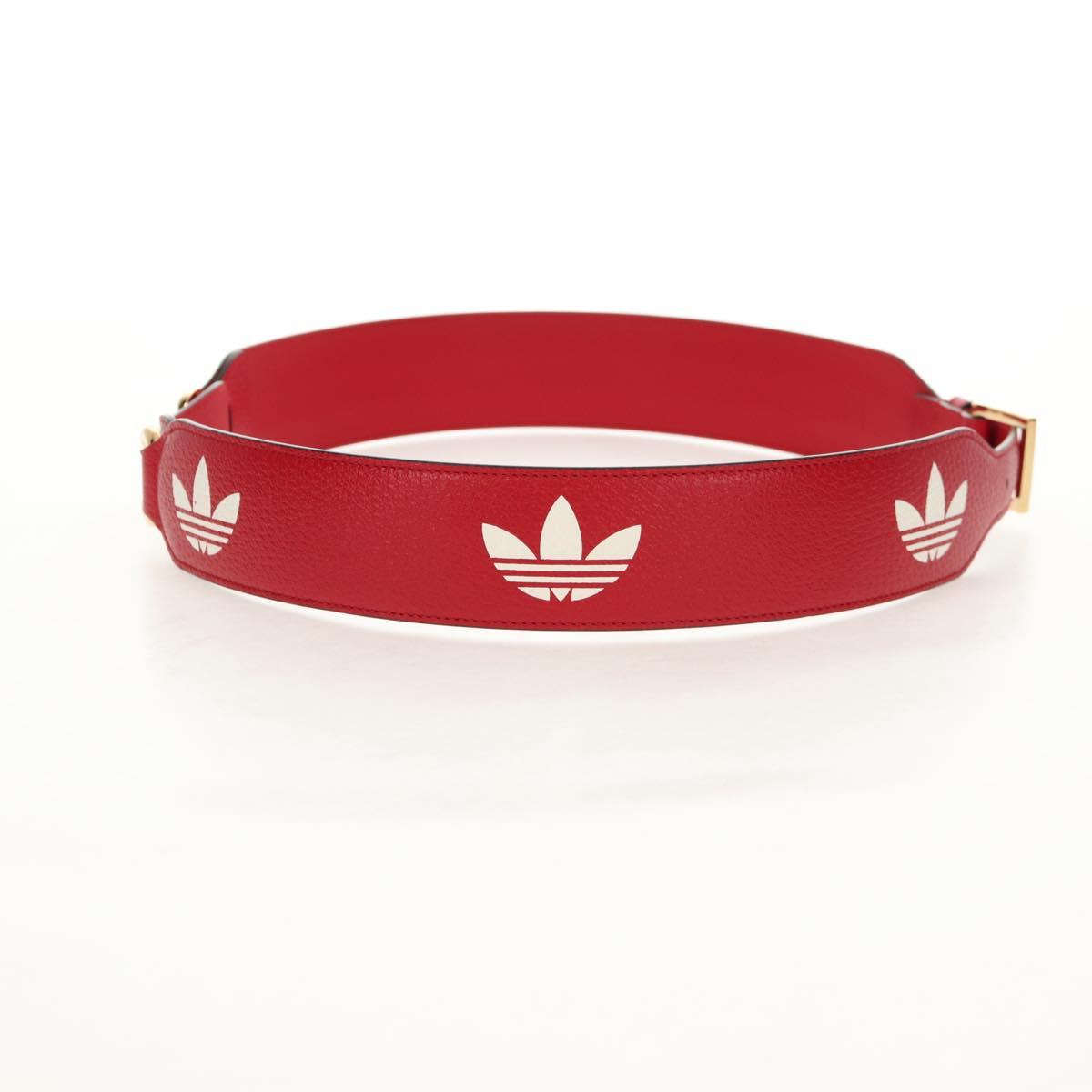 GUCCI Horsebit GUCCI × ADIDAS Belt Leather 40.6"" Red 625854 Auth am9549M