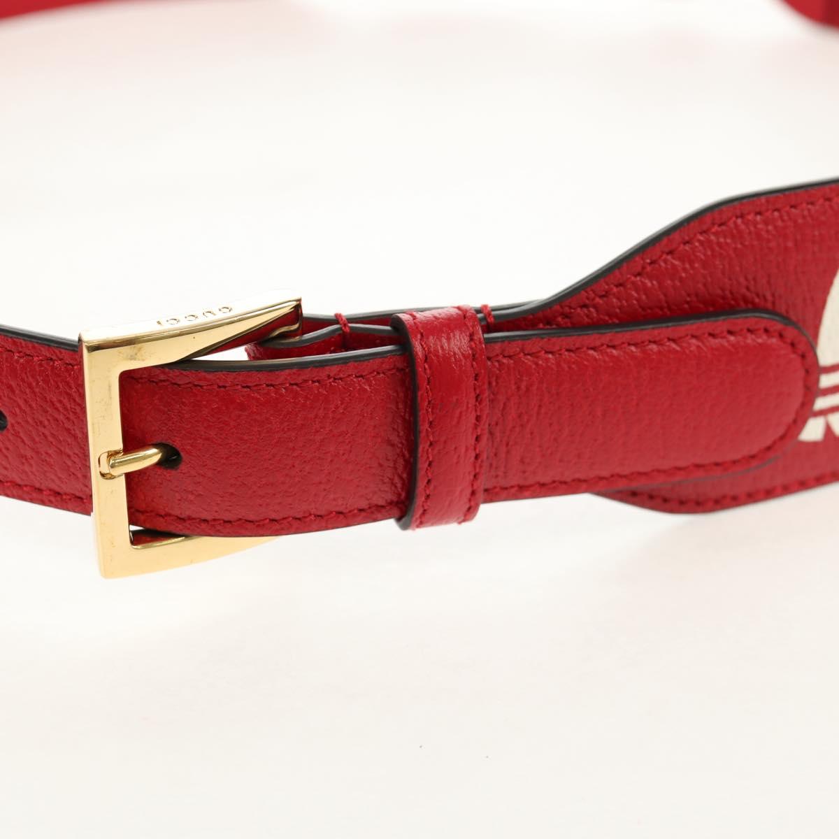 GUCCI Horsebit GUCCI × ADIDAS Belt Leather 40.6"" Red 625854 Auth am9549M