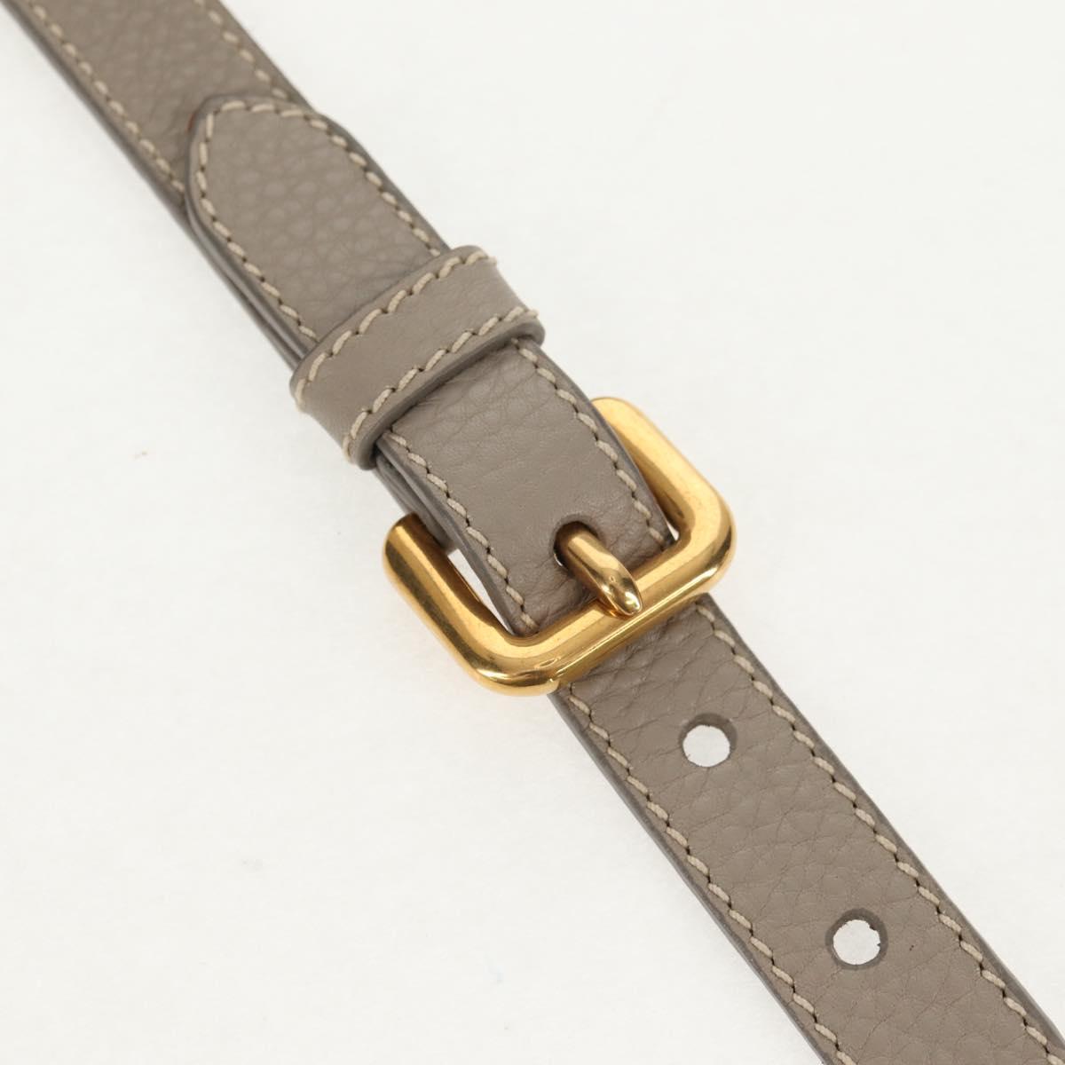 PRADA Tote Bag Leather 2way Beige Gold Auth am9550V