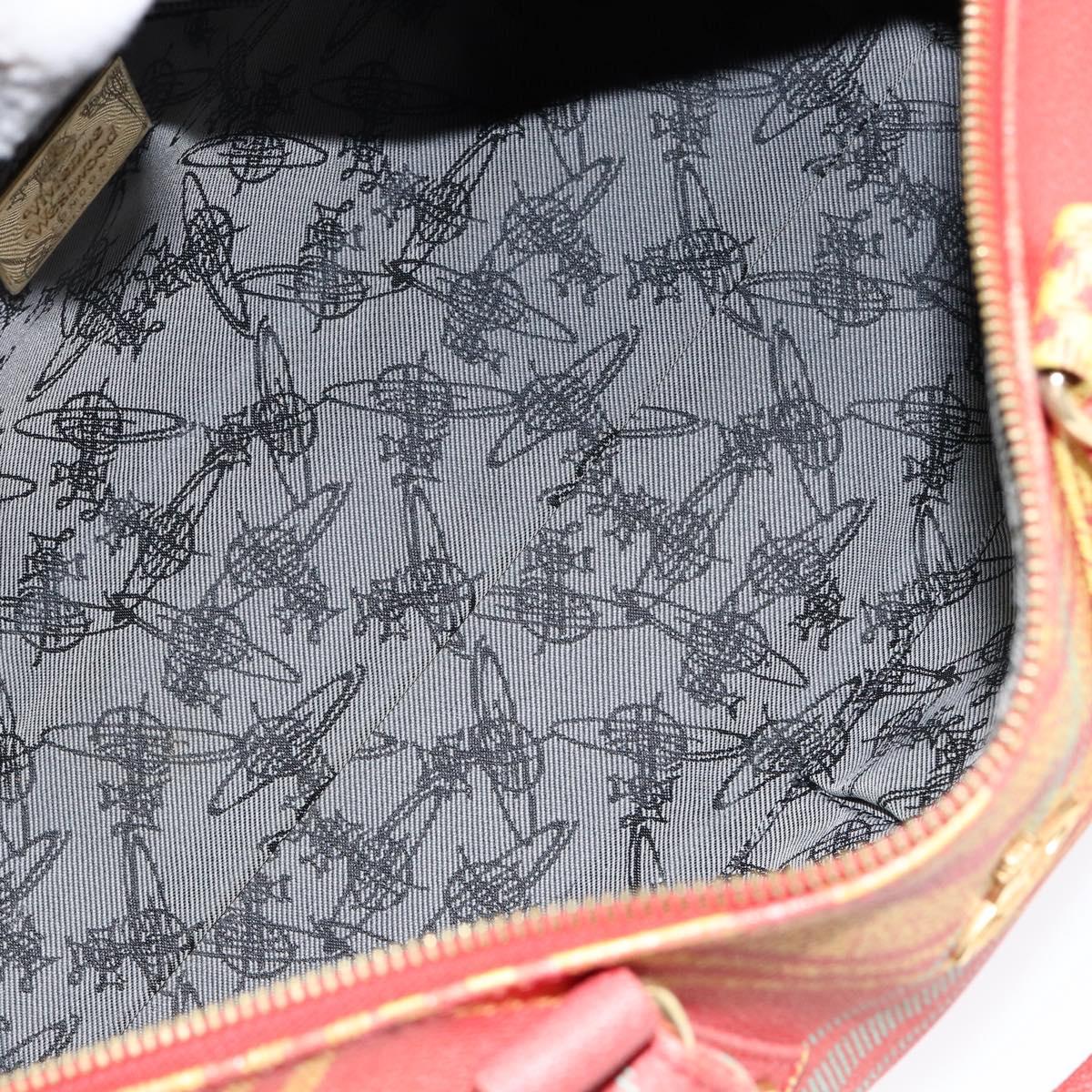 Vivienne Westwood Shukatatan Hand Bag PVC Red Gold Auth am9551