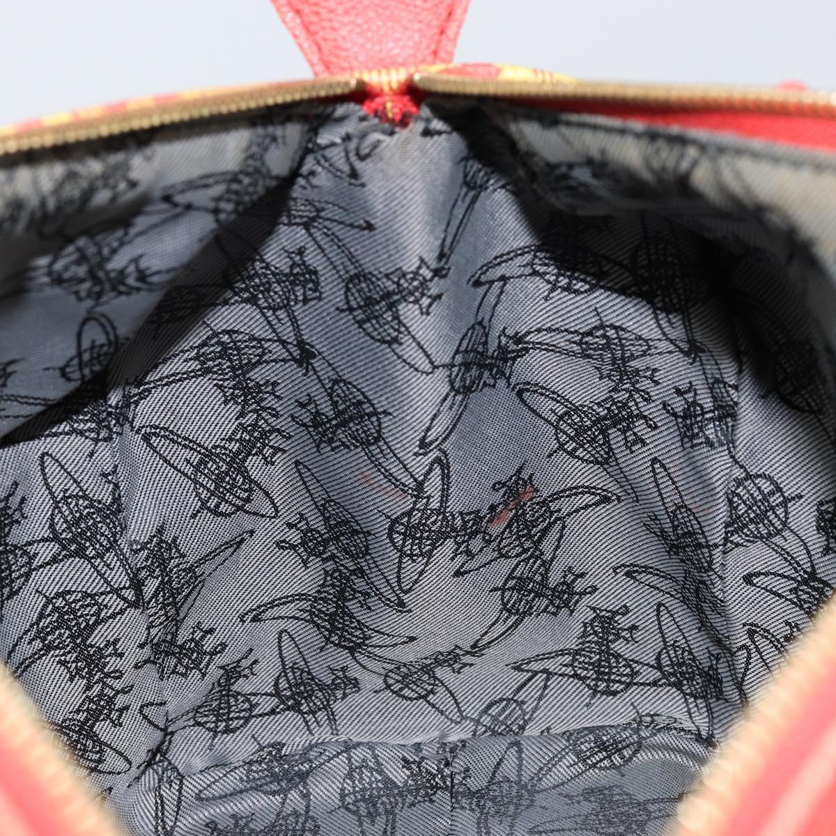 Vivienne Westwood Shukatatan Hand Bag PVC Red Gold Auth am9551