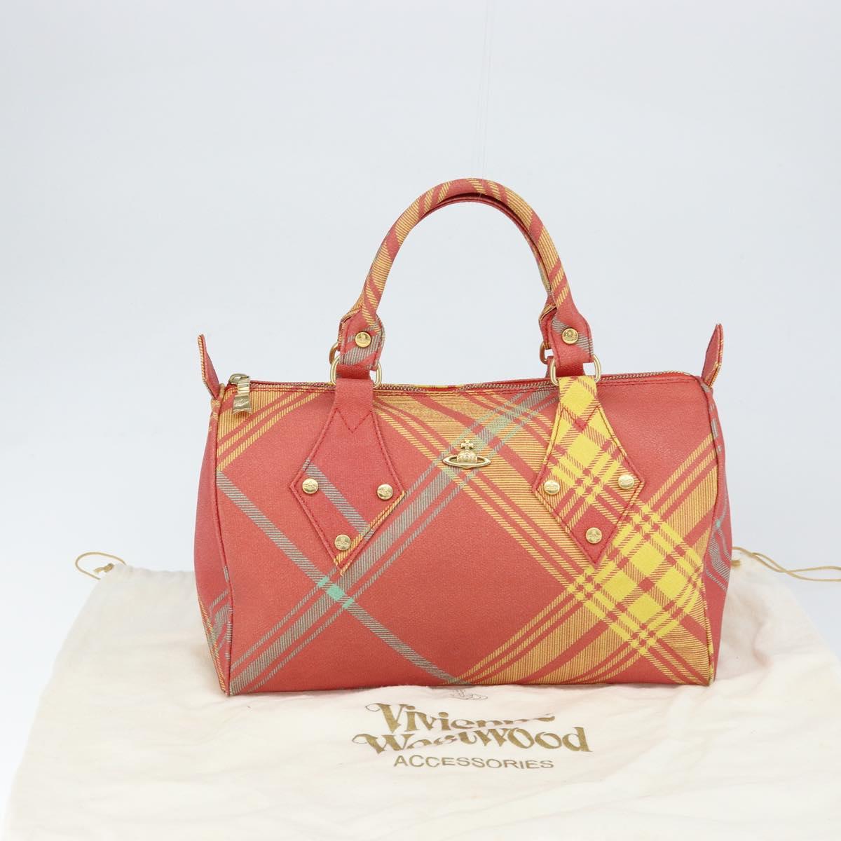 Vivienne Westwood Shukatatan Hand Bag PVC Red Gold Auth am9551