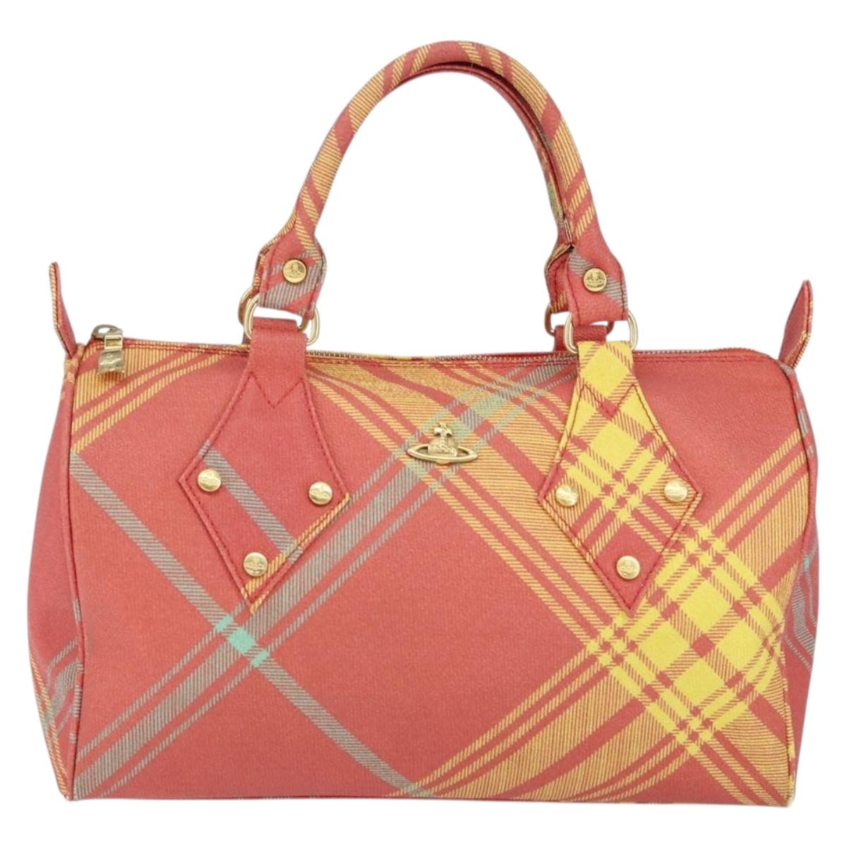 Vivienne Westwood Shukatatan Hand Bag PVC Red Gold Auth am9551