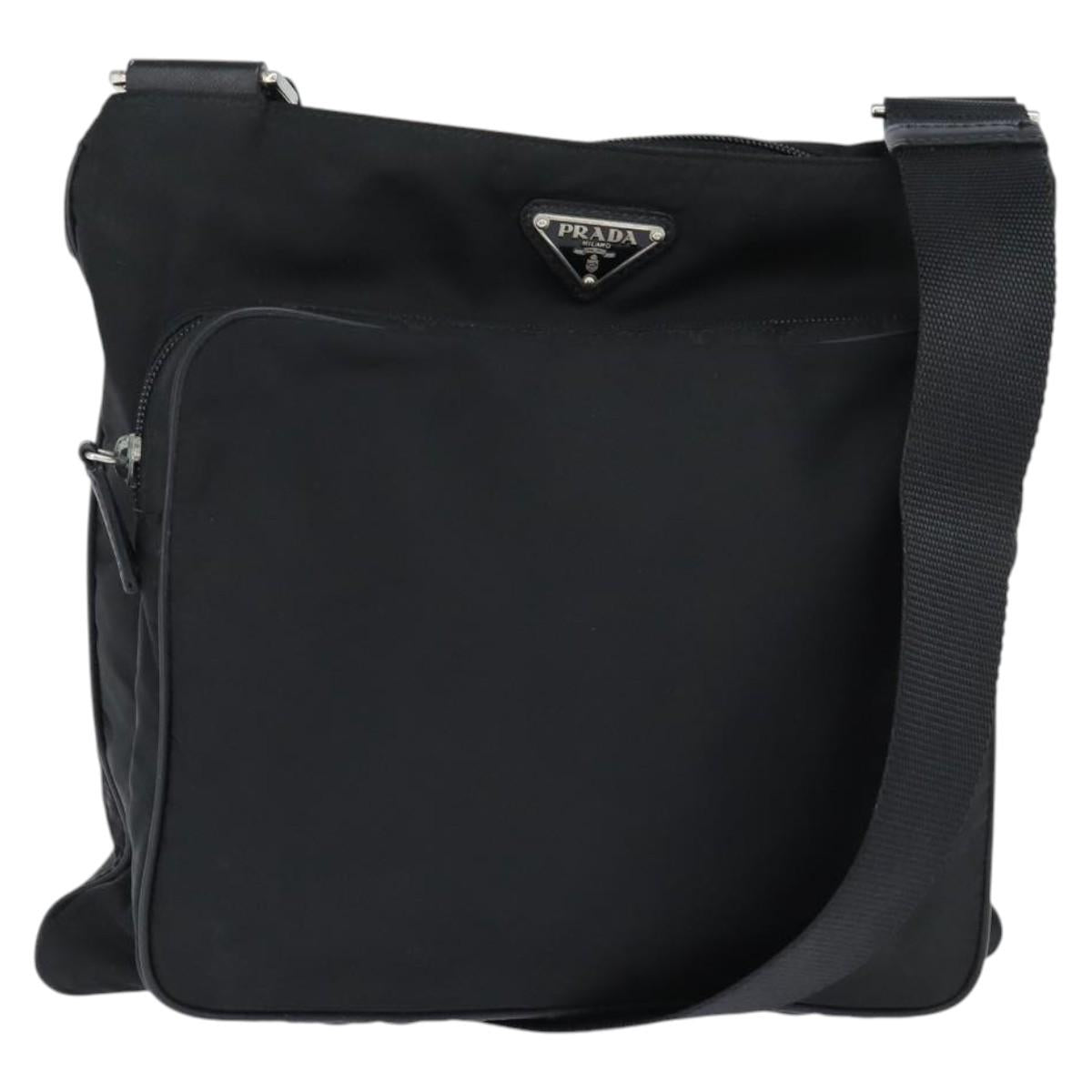 PRADA Shoulder Bag Nylon Black Silver Auth am9553