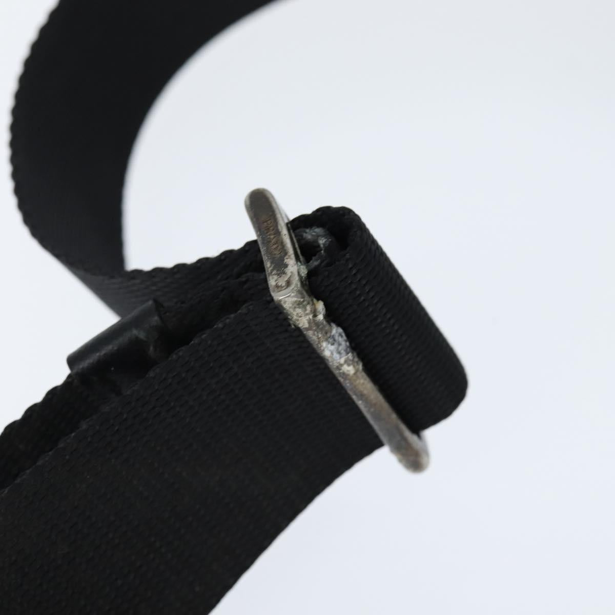 PRADA Shoulder Bag Nylon Black Silver Auth am9553