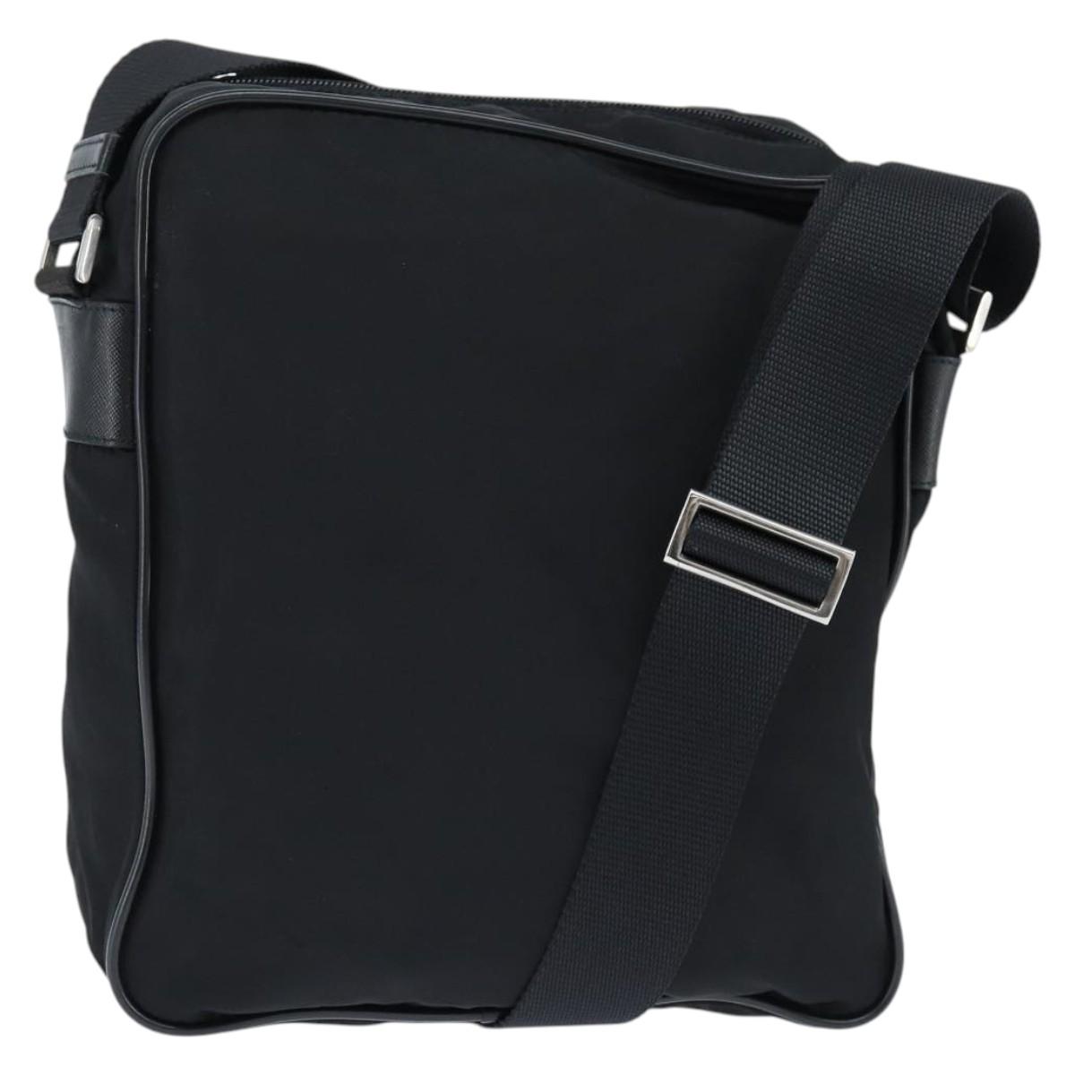 PRADA Shoulder Bag Nylon Black Silver Auth am9554