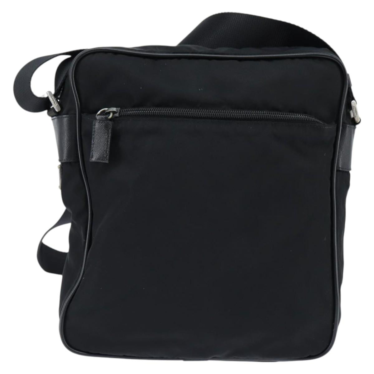 PRADA Shoulder Bag Nylon Black Silver Auth am9554