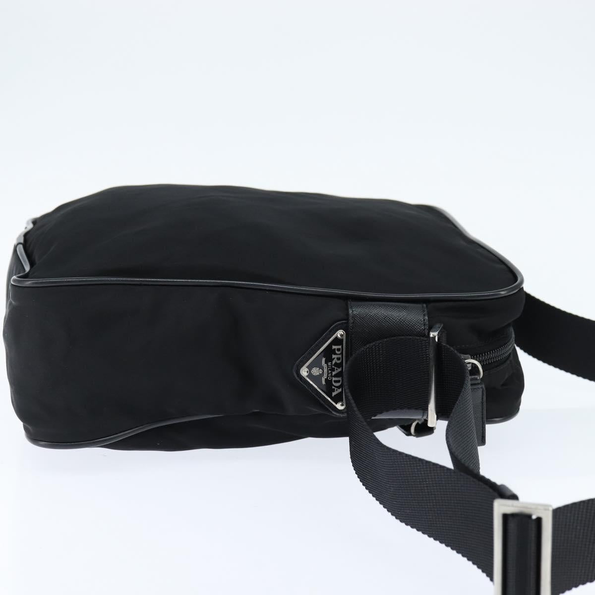 PRADA Shoulder Bag Nylon Black Silver Auth am9554