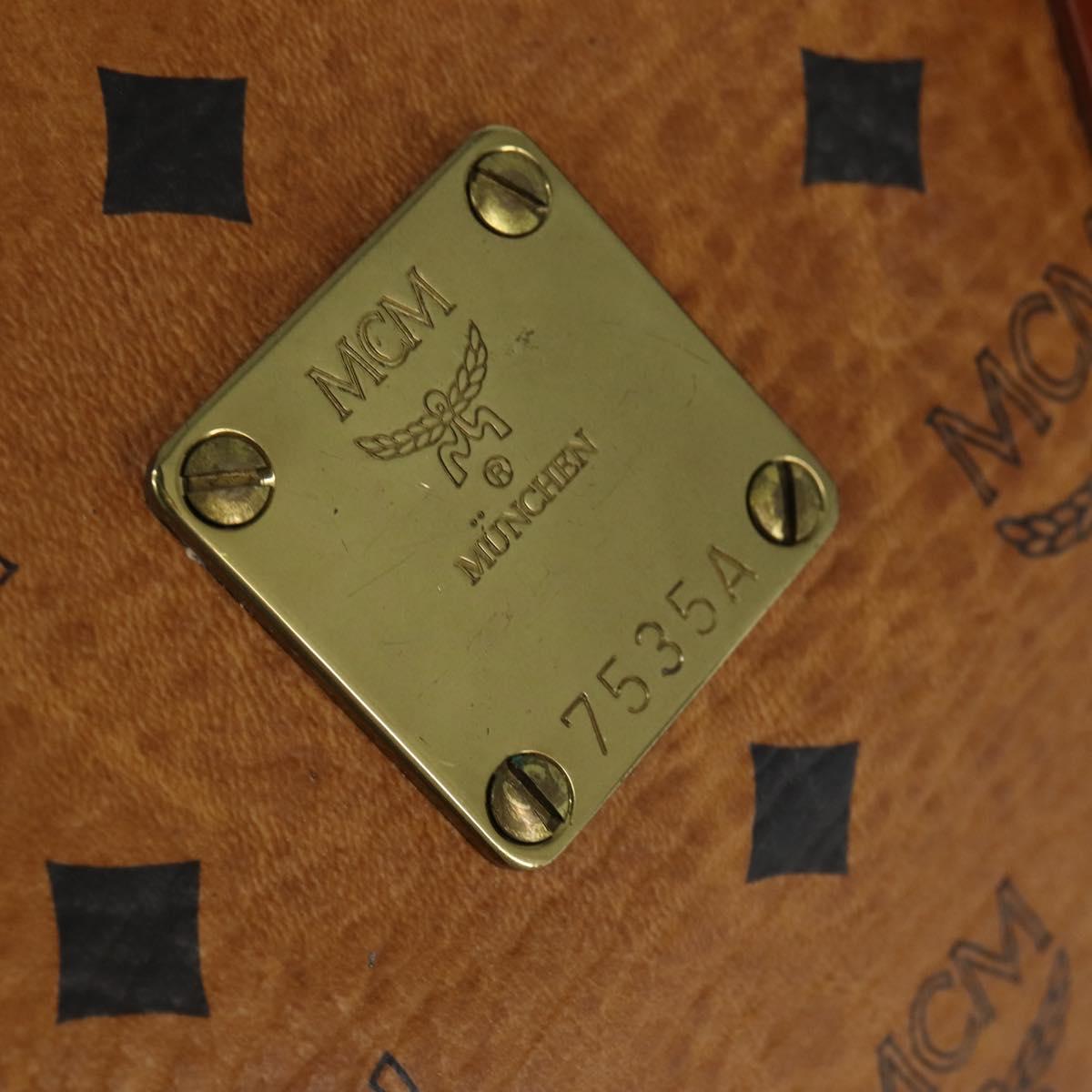 MCM Logogram Vicetos Boston Bag PVC Leather 2way Brown Gold Auth am9555