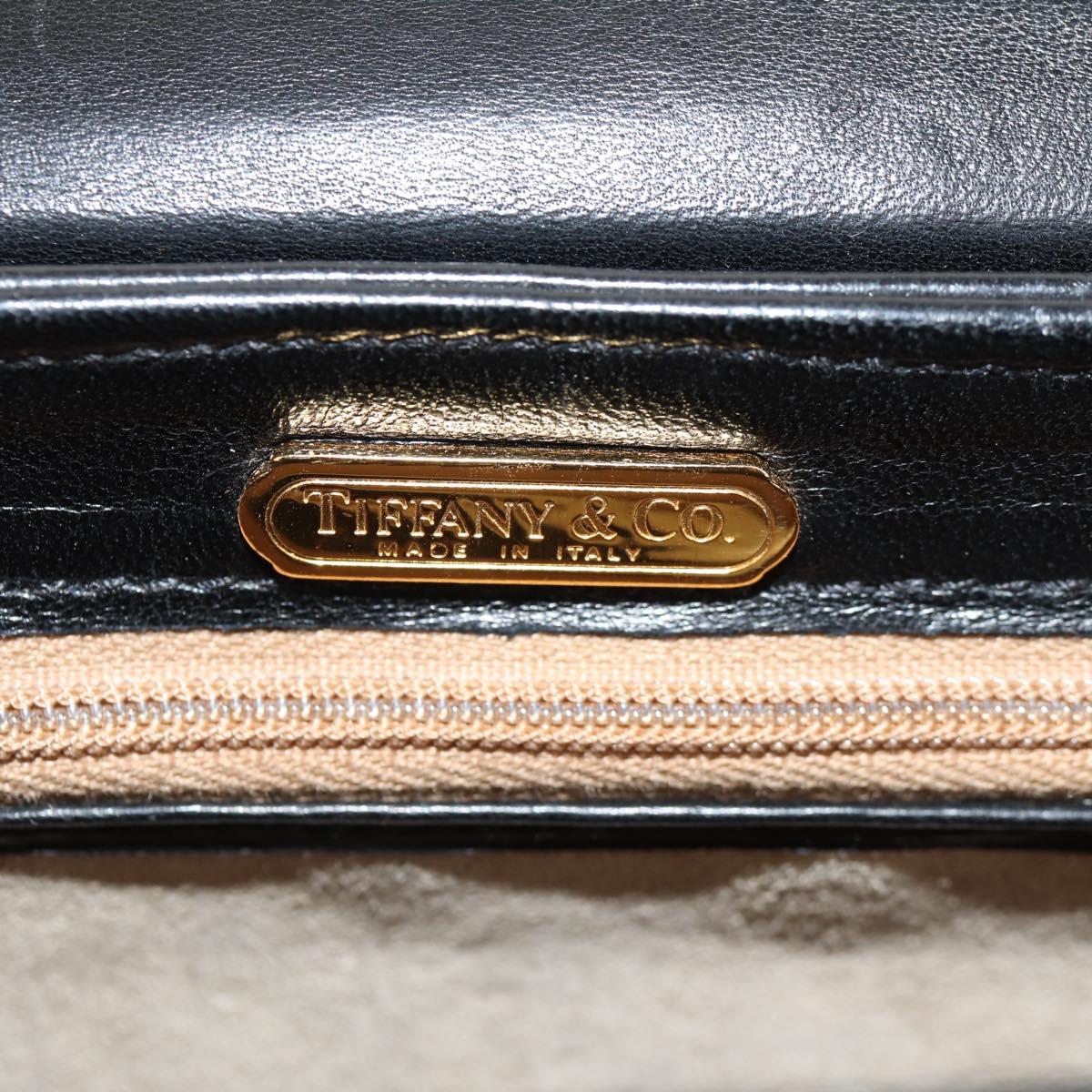 TIFFANY&Co. Hand Bag Leather 2way Black Gold Auth am9561V