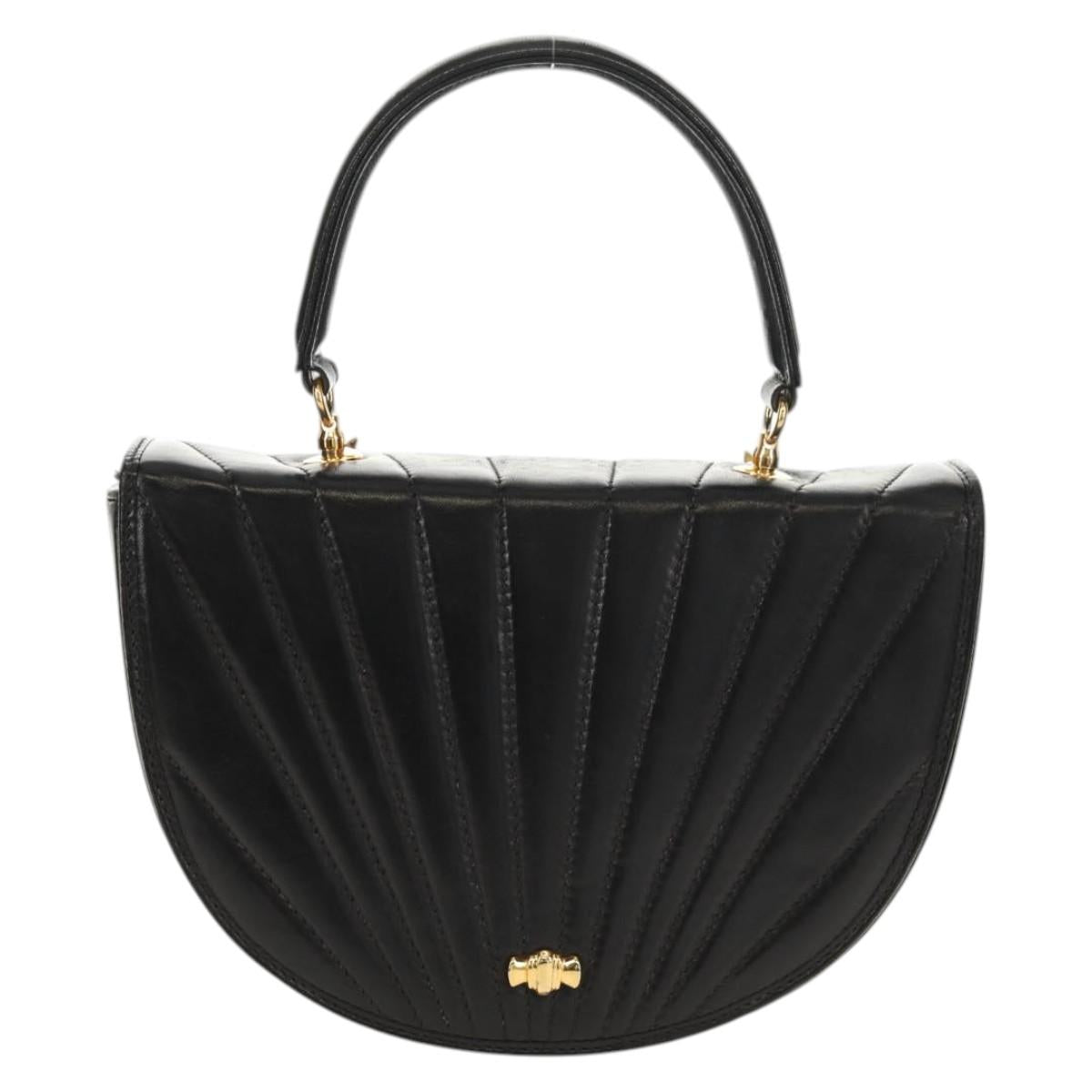 TIFFANY&Co. Hand Bag Leather 2way Black Gold Auth am9561V