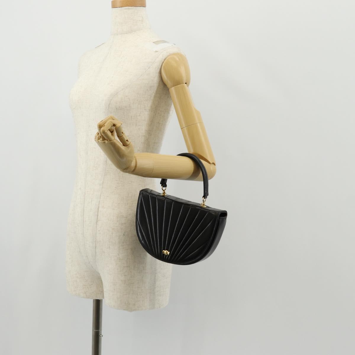 TIFFANY&Co. Hand Bag Leather 2way Black Gold Auth am9561V