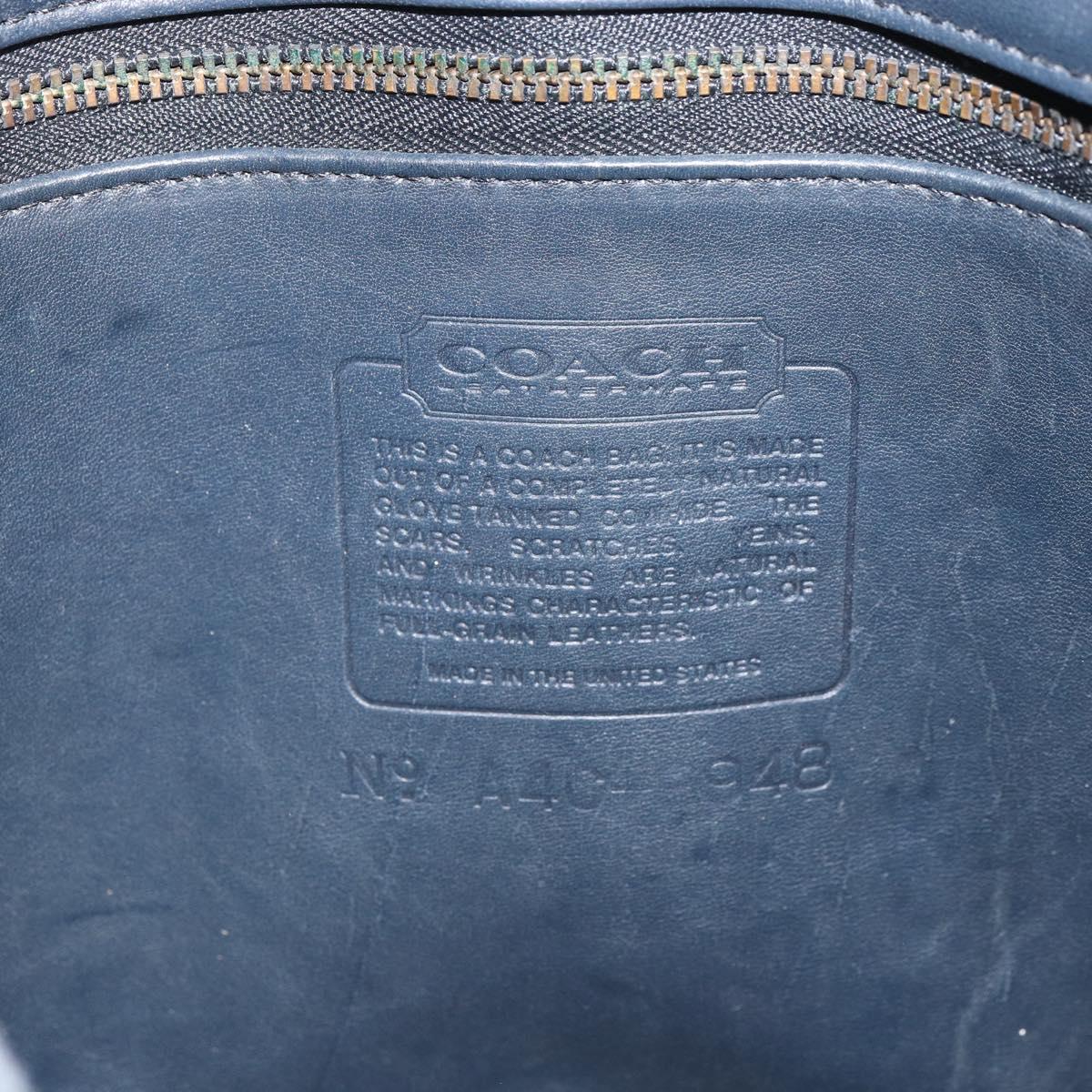 Coach Shoulder Bag Leather Navy Gold Auth am9562