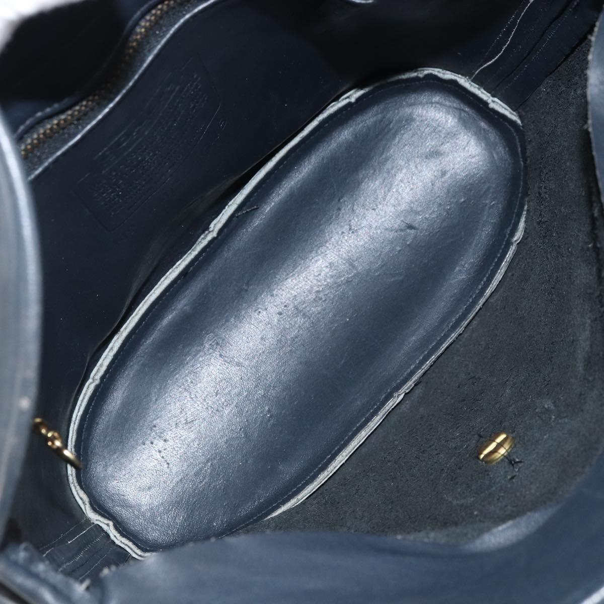 Coach Shoulder Bag Leather Navy Gold Auth am9562