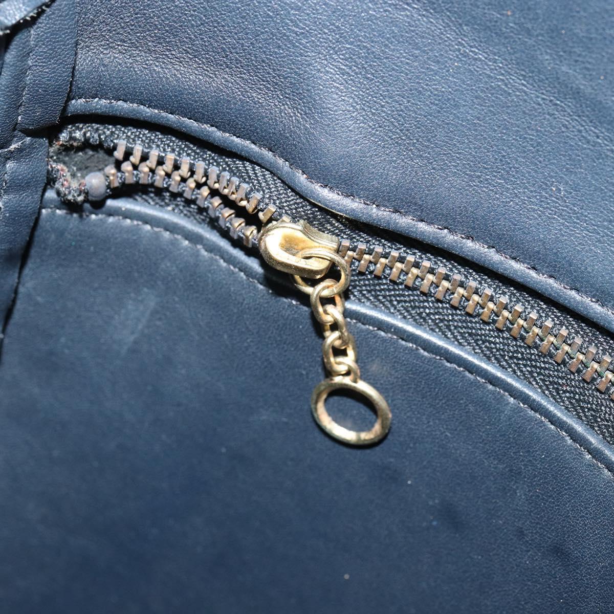 Coach Shoulder Bag Leather Navy Gold Auth am9562
