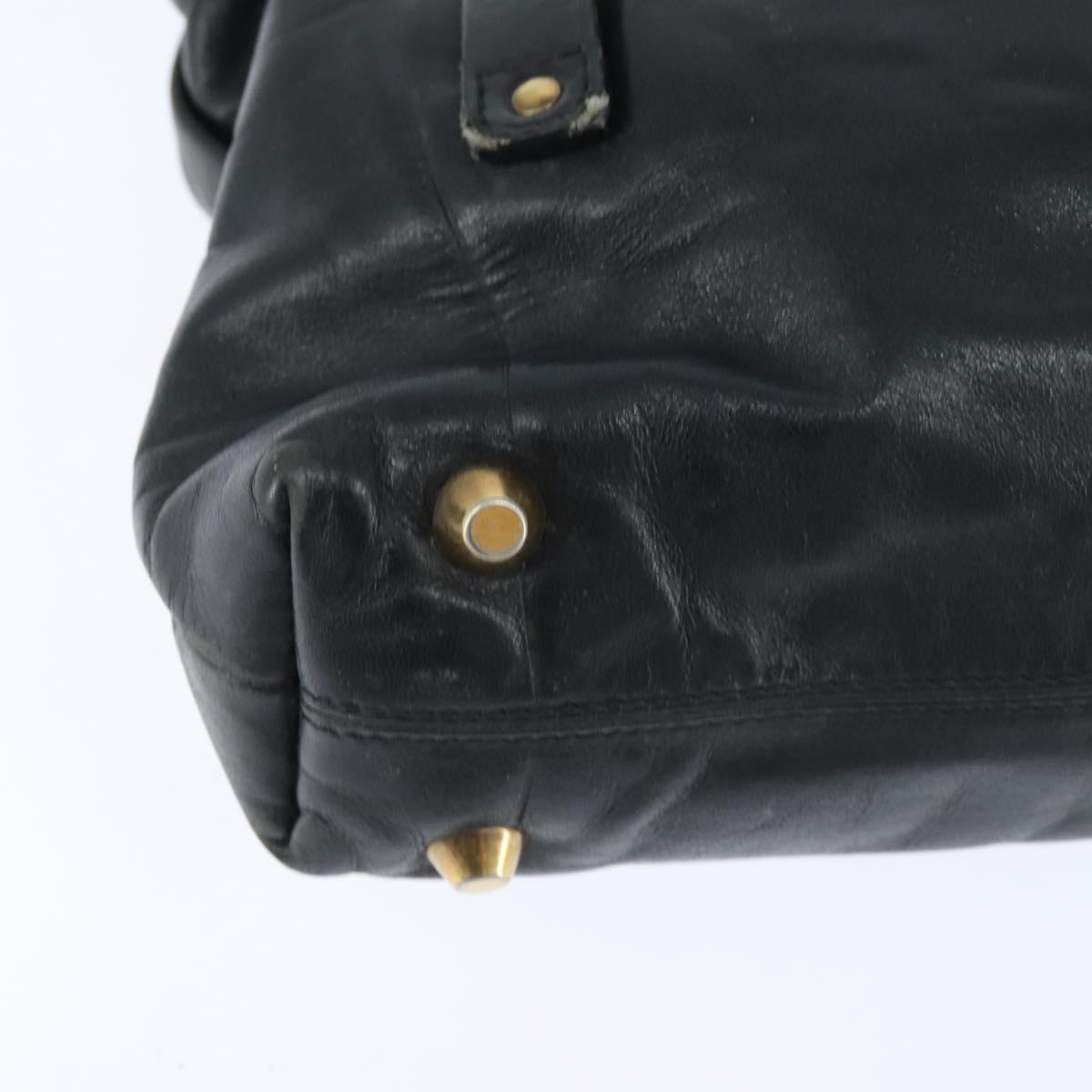 Chloe Victoria Hand Bag Leather 2way Black Gold Auth am9563