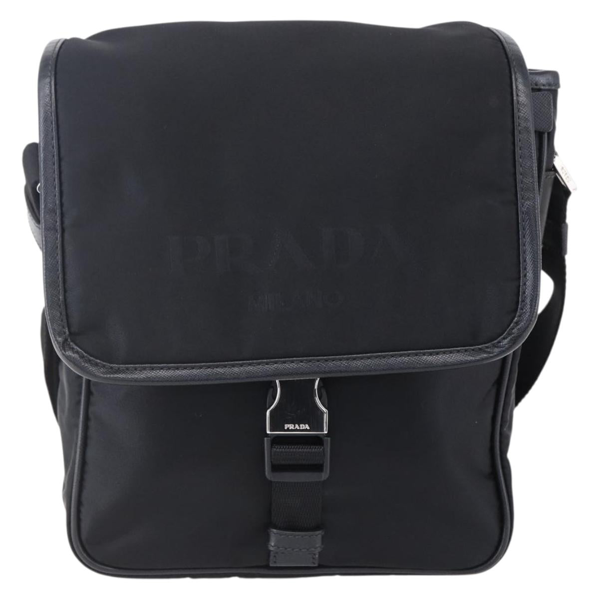 PRADA Shoulder Bag Nylon Black Silver Auth am9570V