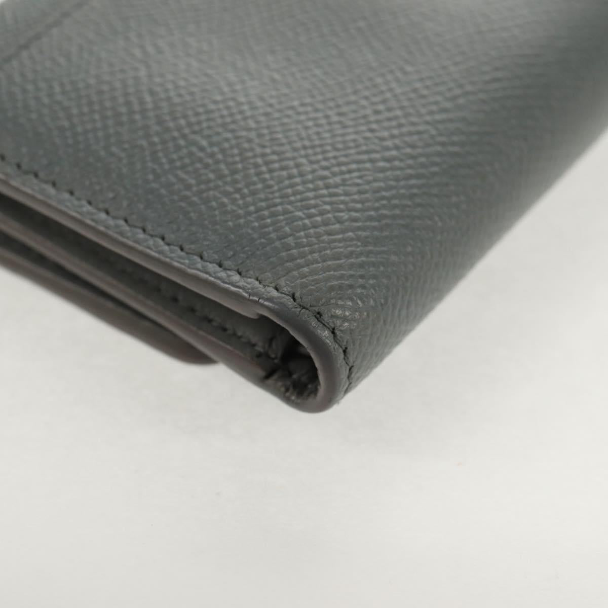 Christian Dior Bifold Wallet Leather Light Blue Gold Auth am9571M