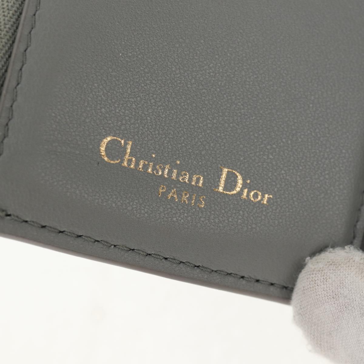 Christian Dior Bifold Wallet Leather Light Blue Gold Auth am9571M