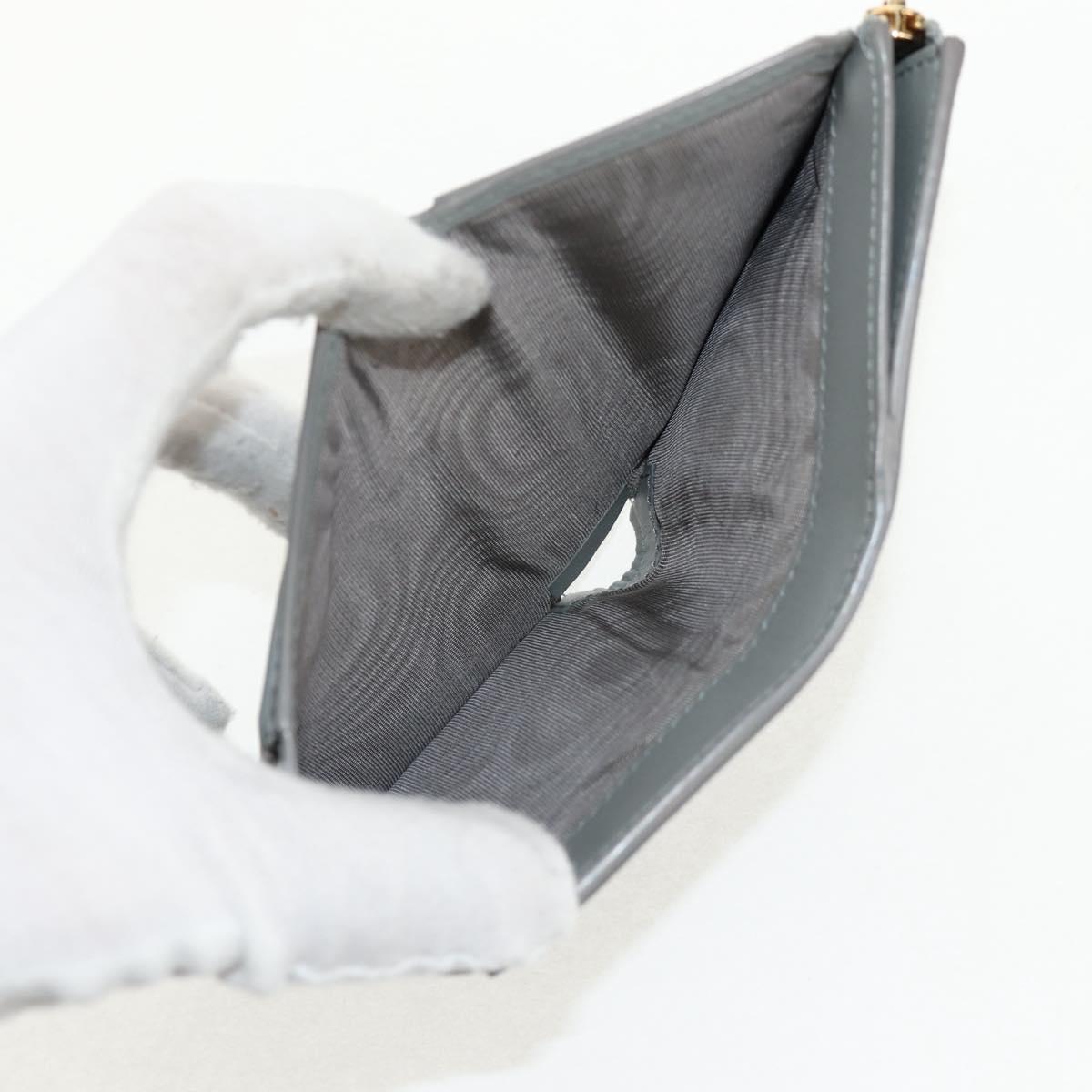 Christian Dior Bifold Wallet Leather Light Blue Gold Auth am9571M