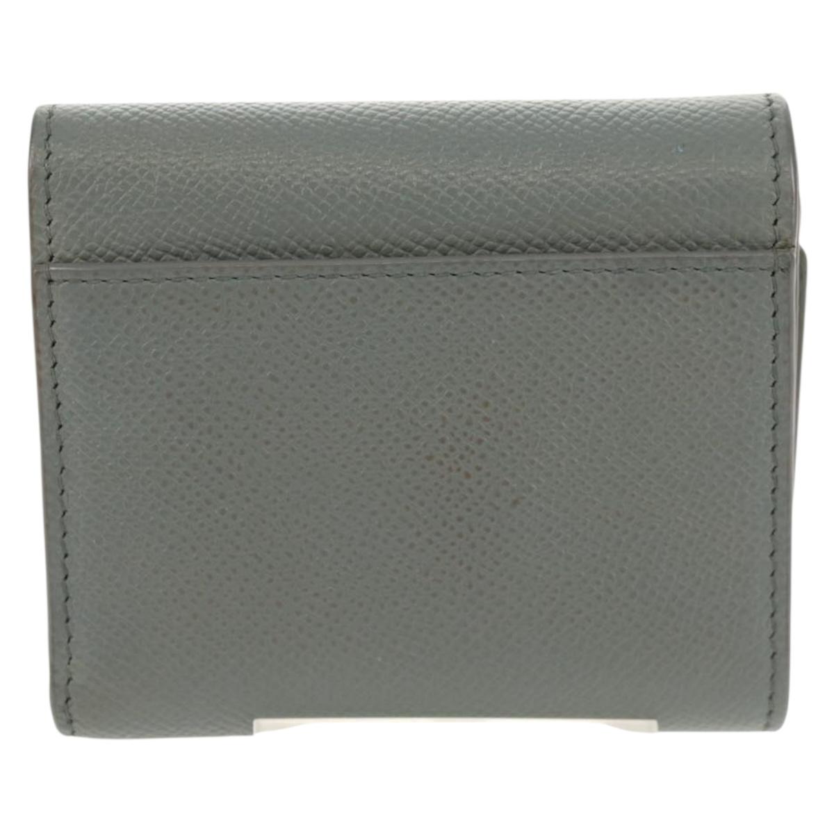 Christian Dior Bifold Wallet Leather Light Blue Gold Auth am9571M