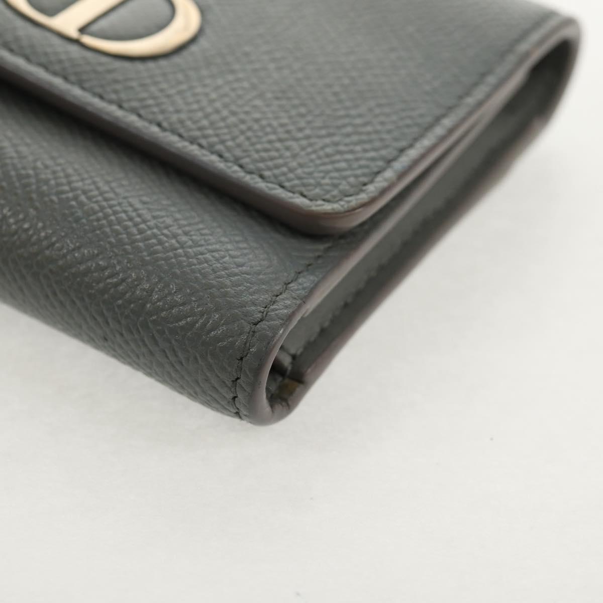 Christian Dior Bifold Wallet Leather Light Blue Gold Auth am9571M