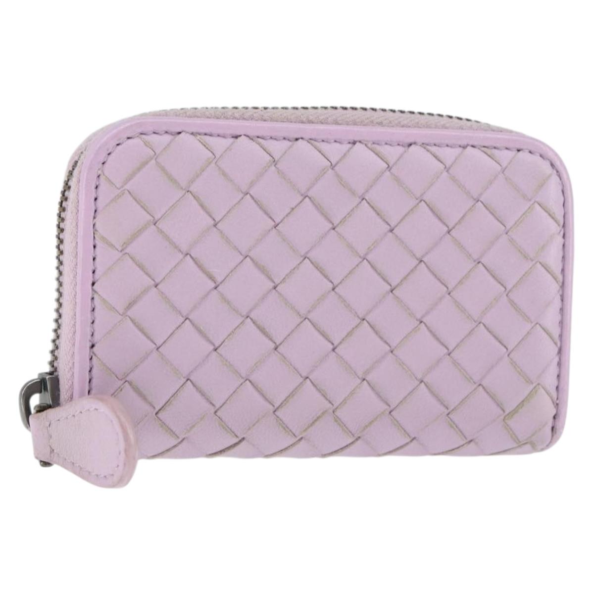 BOTTEGA VENETA INTRECCIATO Coin Purse Leather Pink Auth am9574V
