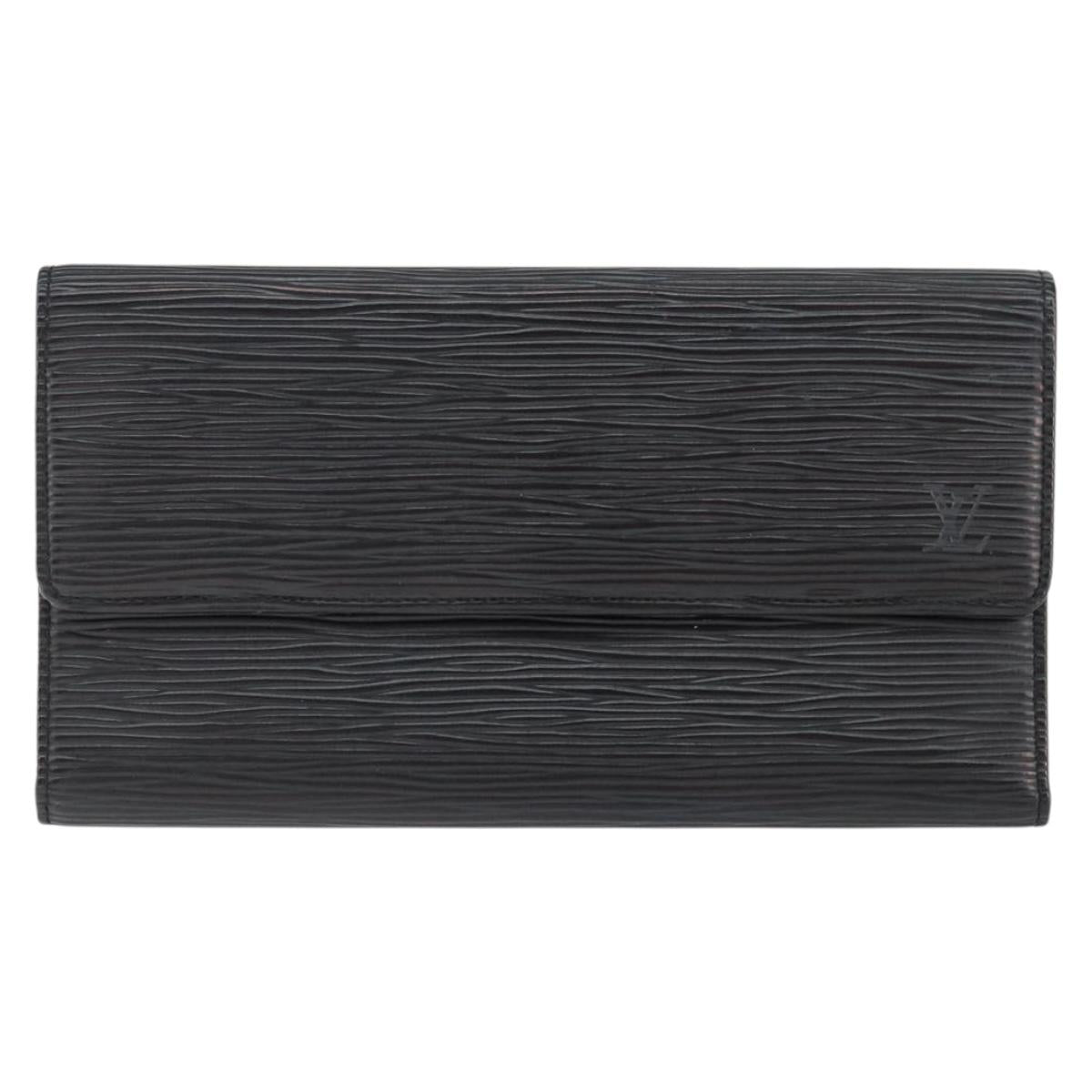LOUIS VUITTON Epi Porte Tresor Long Wallet Black M63382 LV Auth am9575