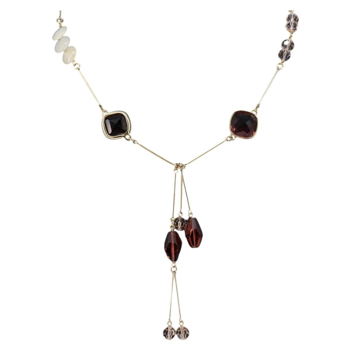 Swarovski Necklace metal Gold Auth am9577