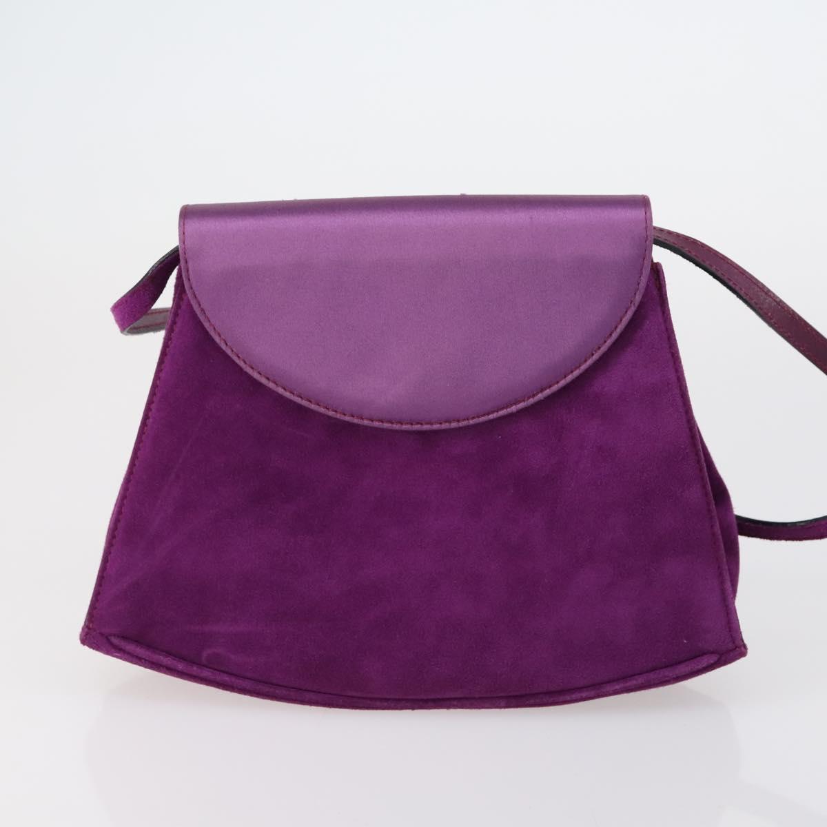 Salvatore Ferragamo Bag Leather Canvas Suede 3 Set Purple Black Auth am9578