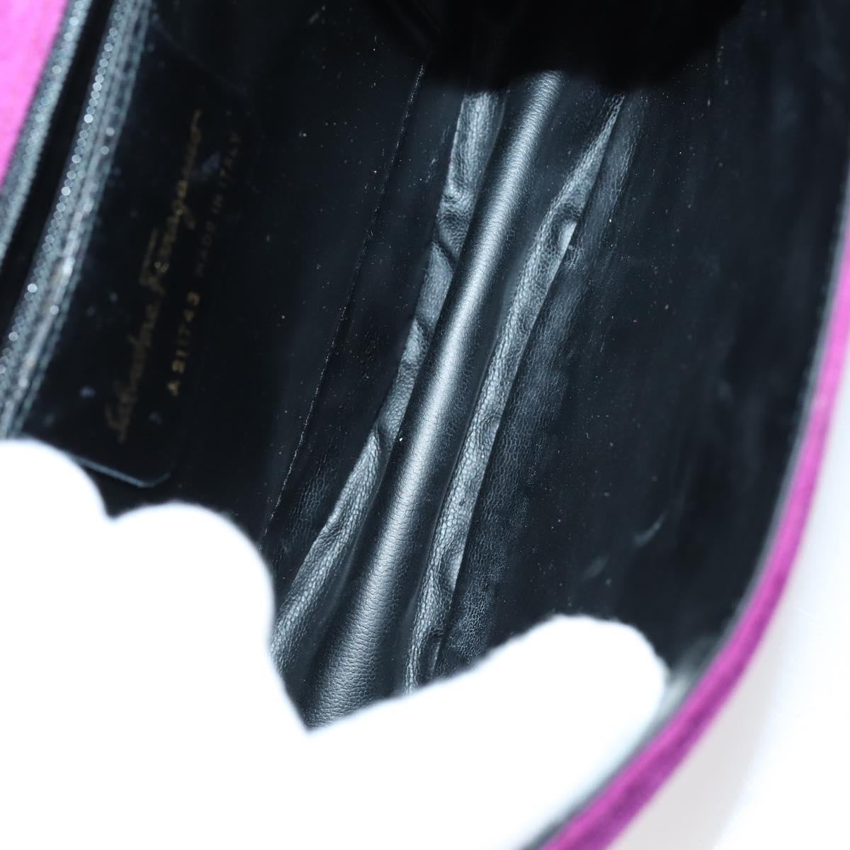 Salvatore Ferragamo Bag Leather Canvas Suede 3 Set Purple Black Auth am9578