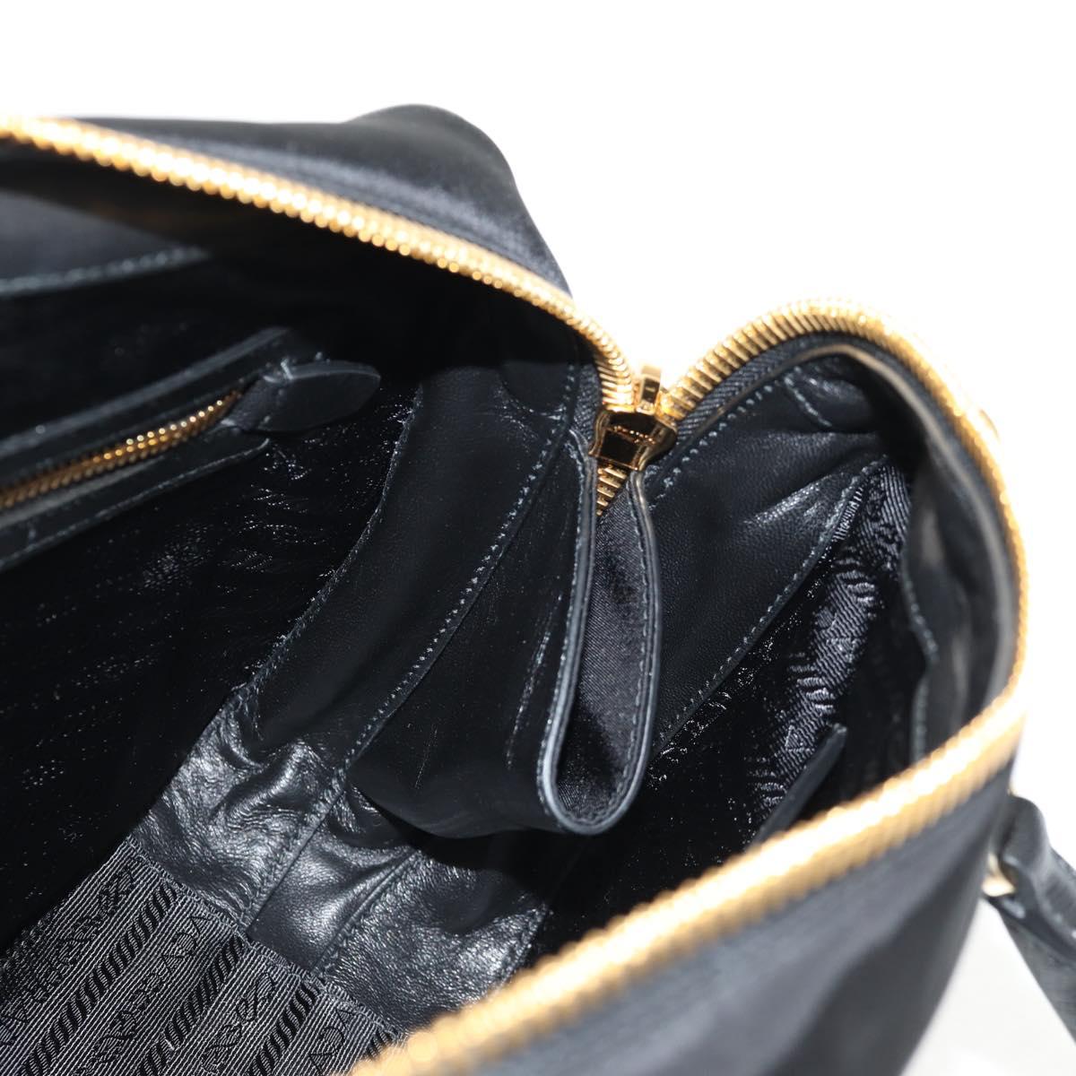 PRADA Hand Bag Nylon 2way Black Gold 1BB115 Auth am9579SM