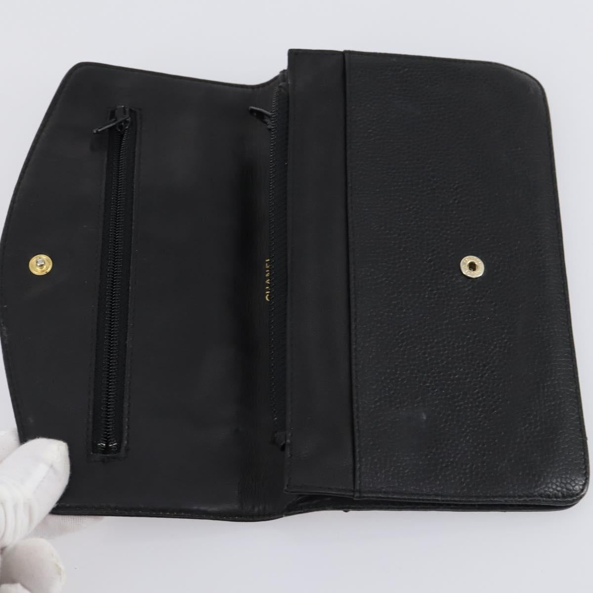 CHANEL Wallet Leather 3Set Black CC Auth am9582